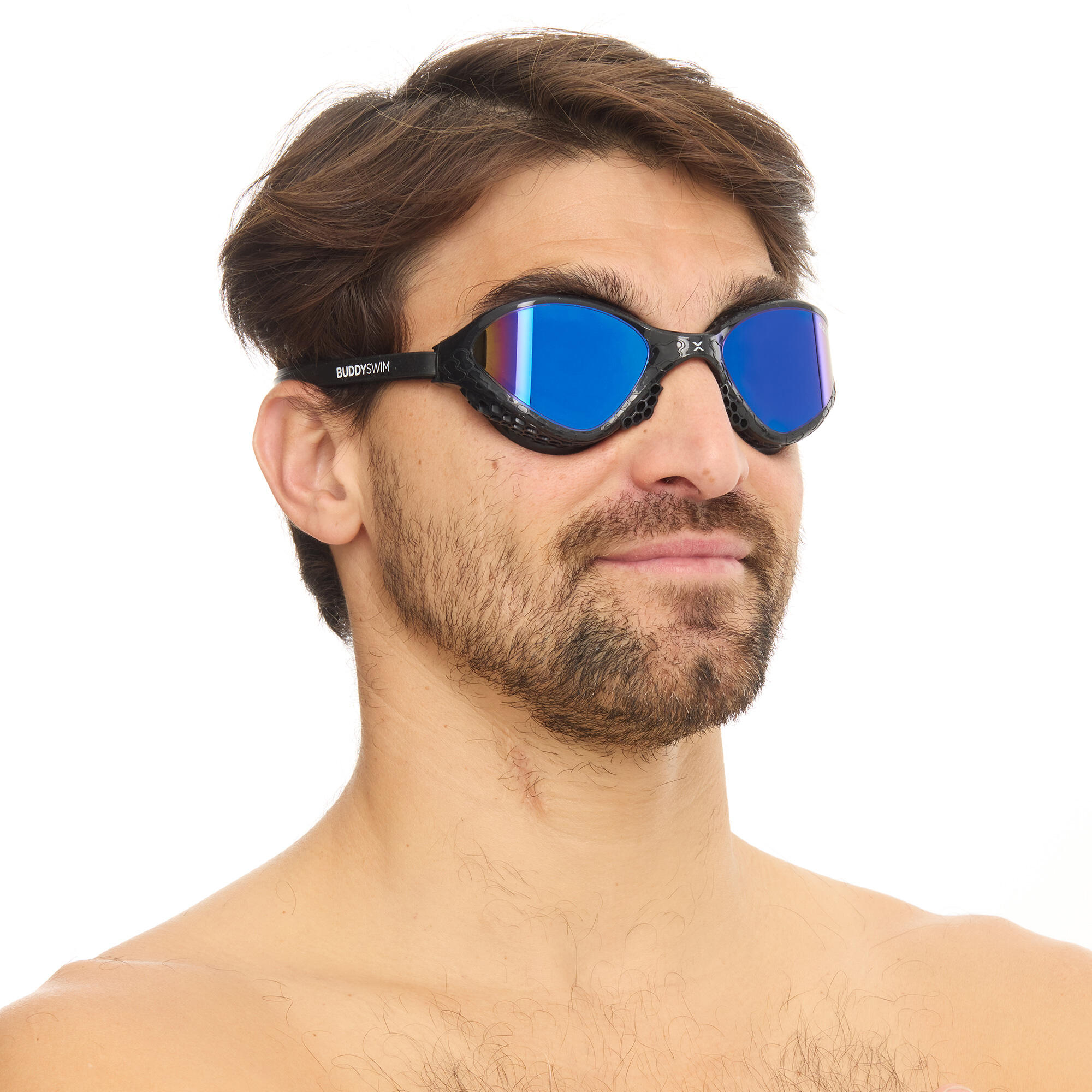 BuddySwim OzeanX Occhialini Black/Blue OW Triathlon Antifog UV 4/6