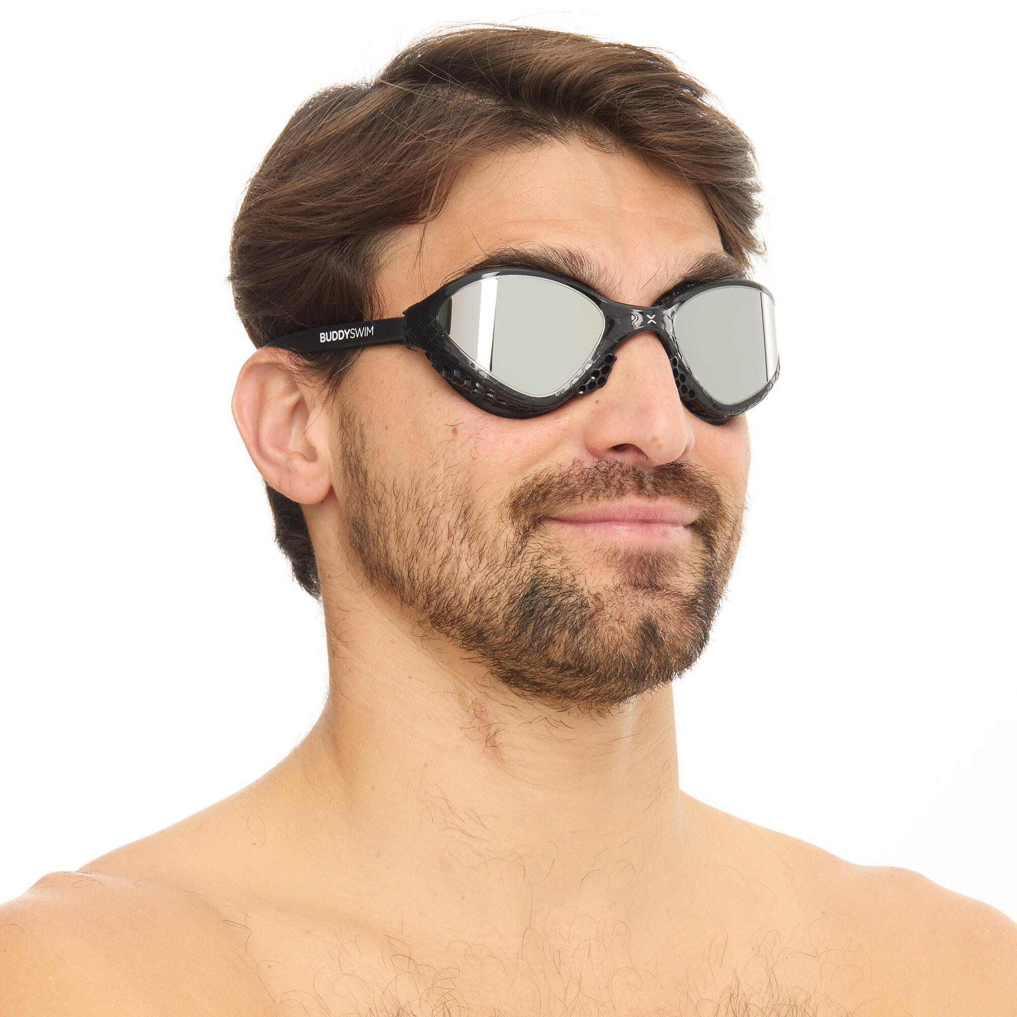 OzeanX Schwimmbrille für Freiwasser und Triathlon Schwarz/Silber 4/6