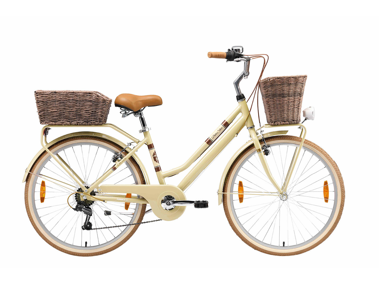 BIKESTAR Bikestar, Retro-Frauenfahrrad, 26 Zoll, 7er-Kettenschaltung, creme