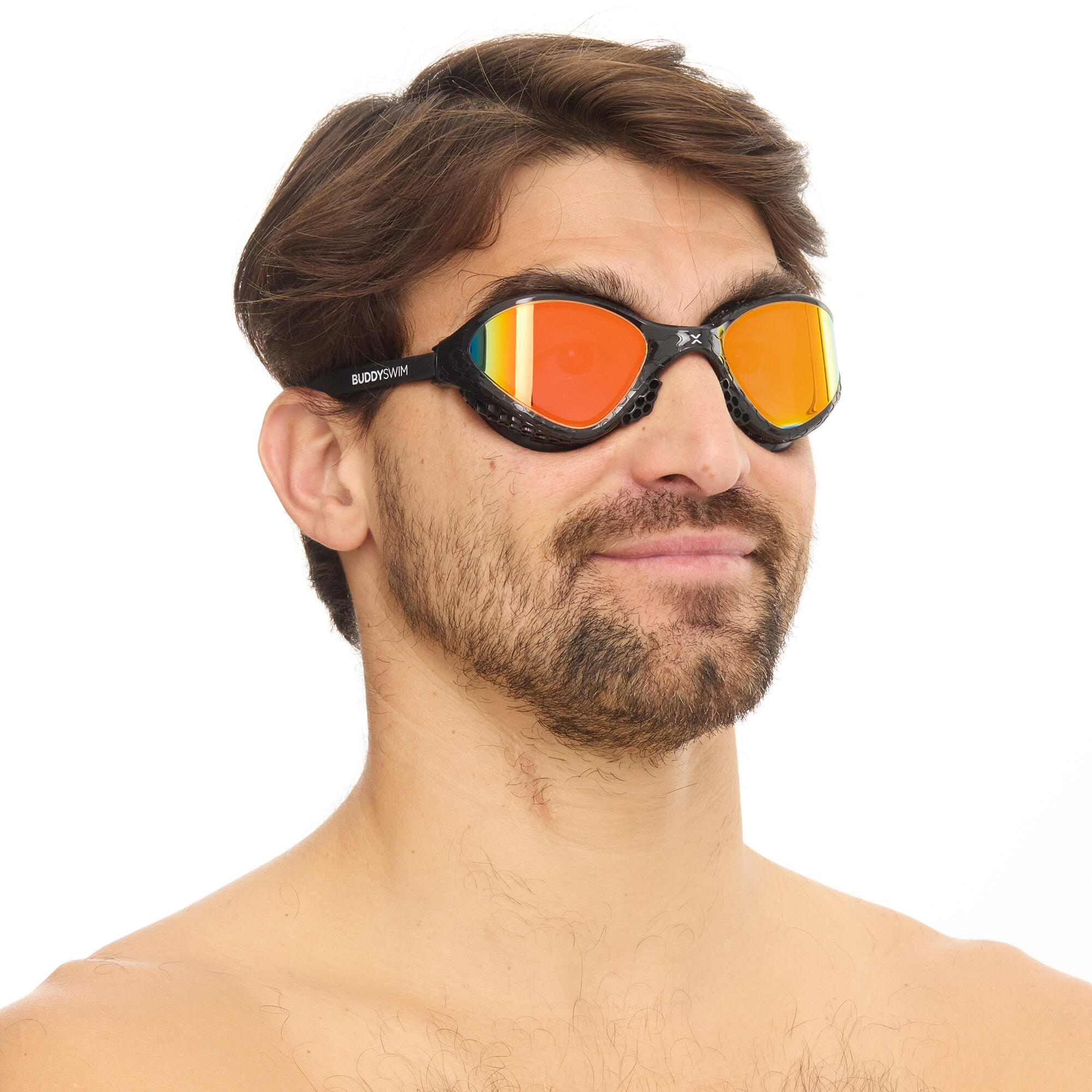 Occhialini da nuoto OzeanX per acque libere e triathlon Nero/Arancione 4/4