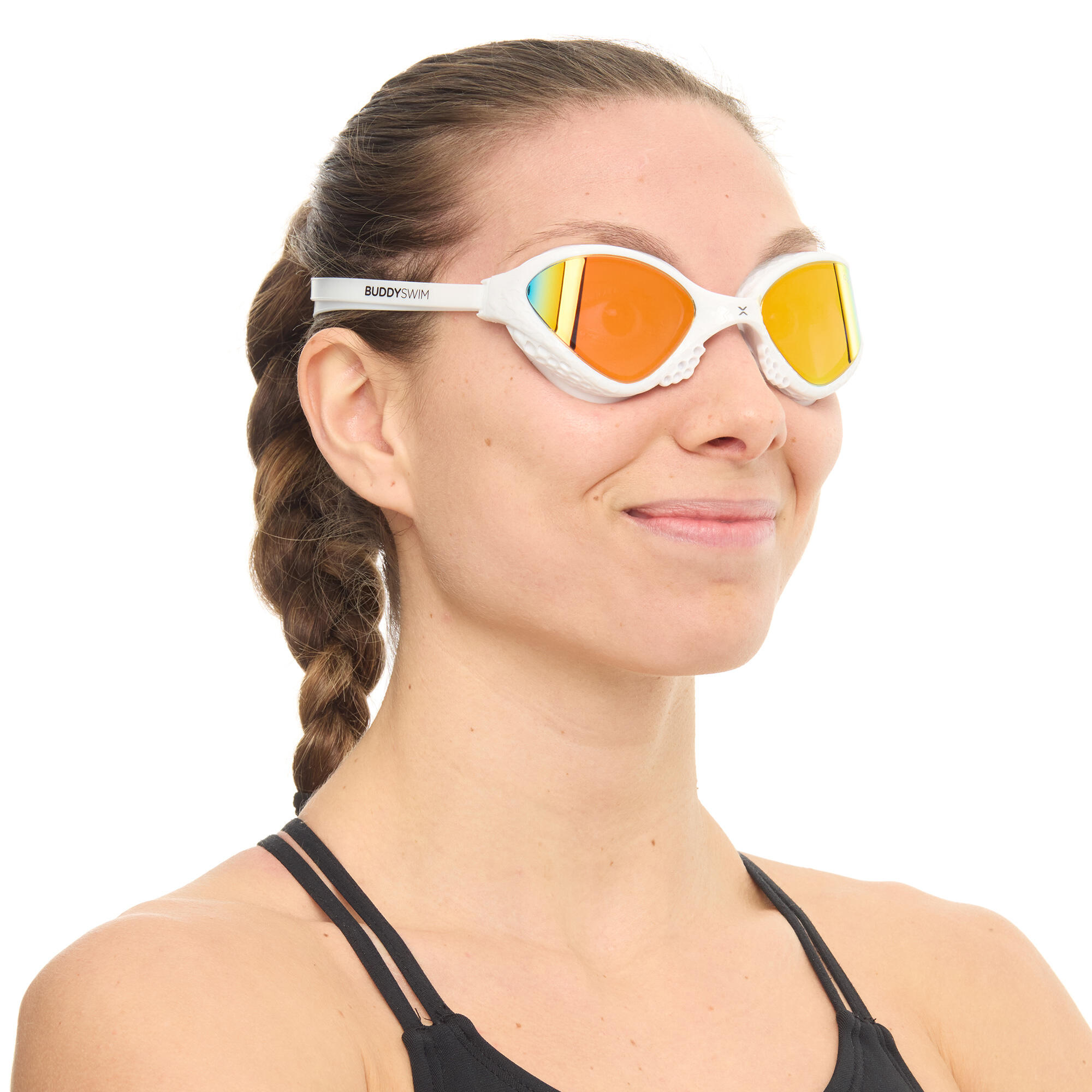 BuddySwim OzeanX Lunettes White/Orange Mirror Eau Libre Triathlon Anti-Buée UV 3/7
