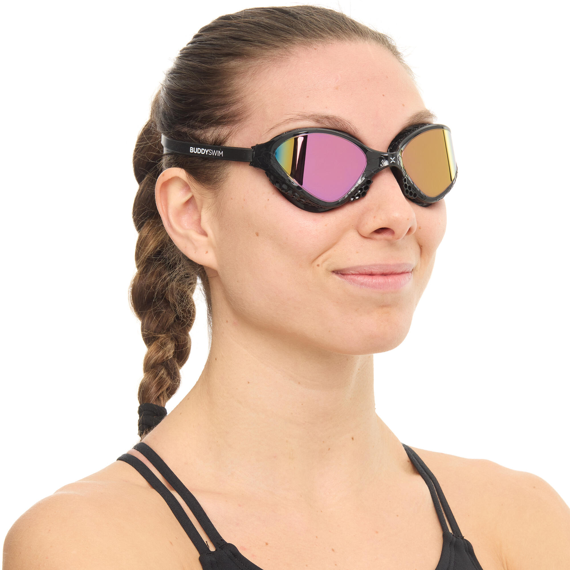 Occhialini da nuoto OzeanX per acque libere e triathlon Nero/Iridium 3/7