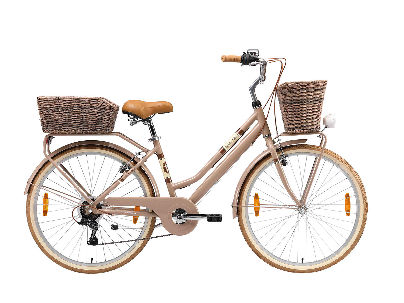 BIKESTAR Bicicletta da città in alluminio 26", 7 velocità, retrò urbano