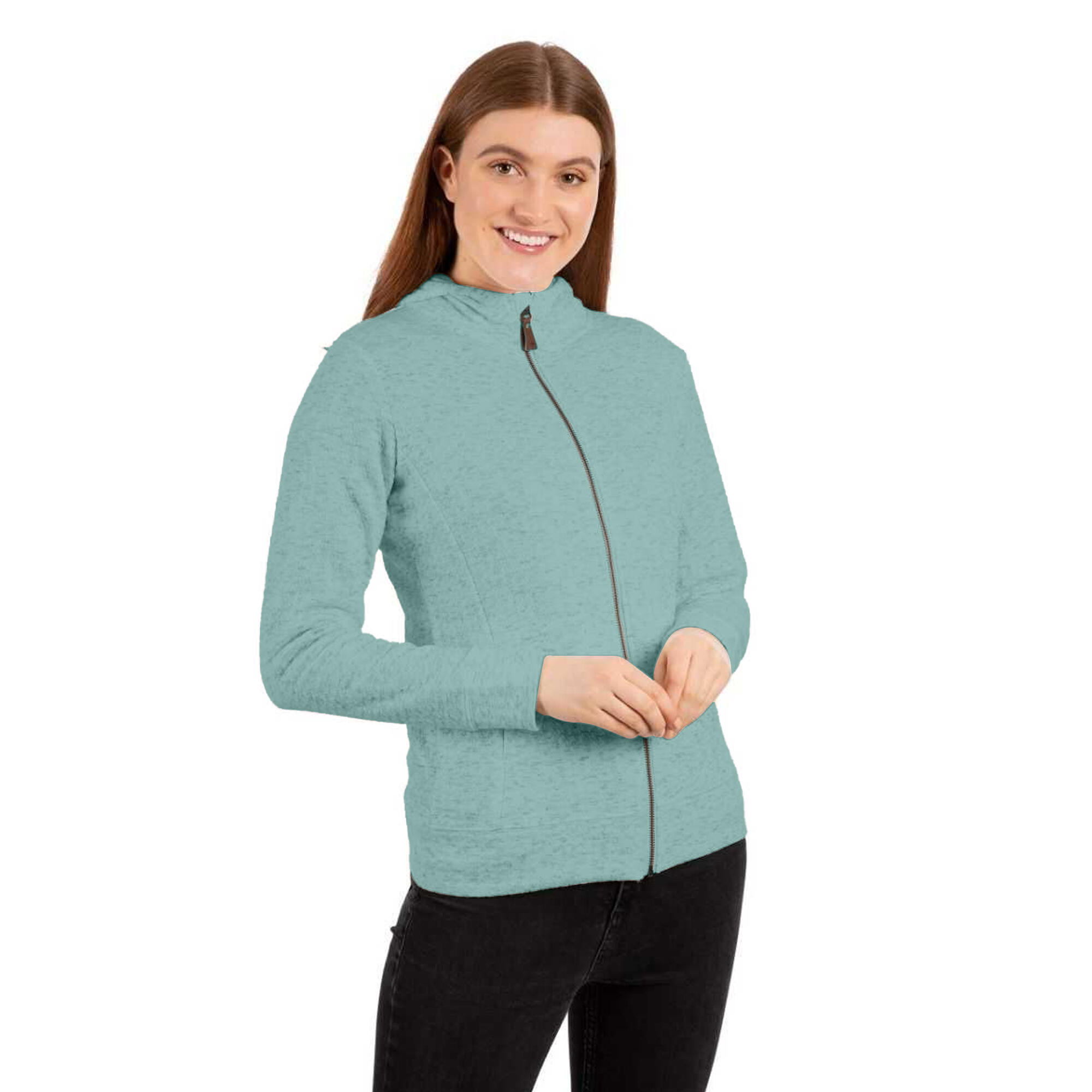 Felpa Con Cappuccio E Zip Intera Donna Trespass Winnie Nebbia Verde Acqua 4/5
