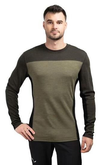 Maglia termica uomo Smartwool Classic Merino Base Layer Colorblock Crew khaki M