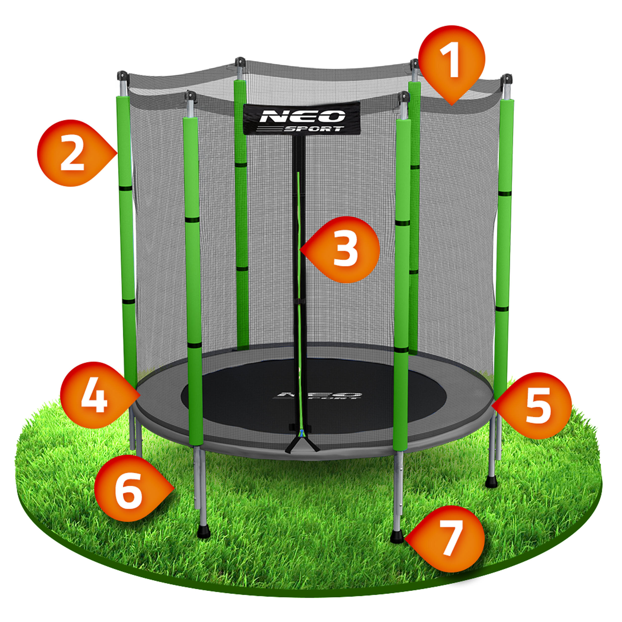 Trampolina ogrodowa z siatką zewnętrzną Neo-Sport 140cm 4ft 5/7