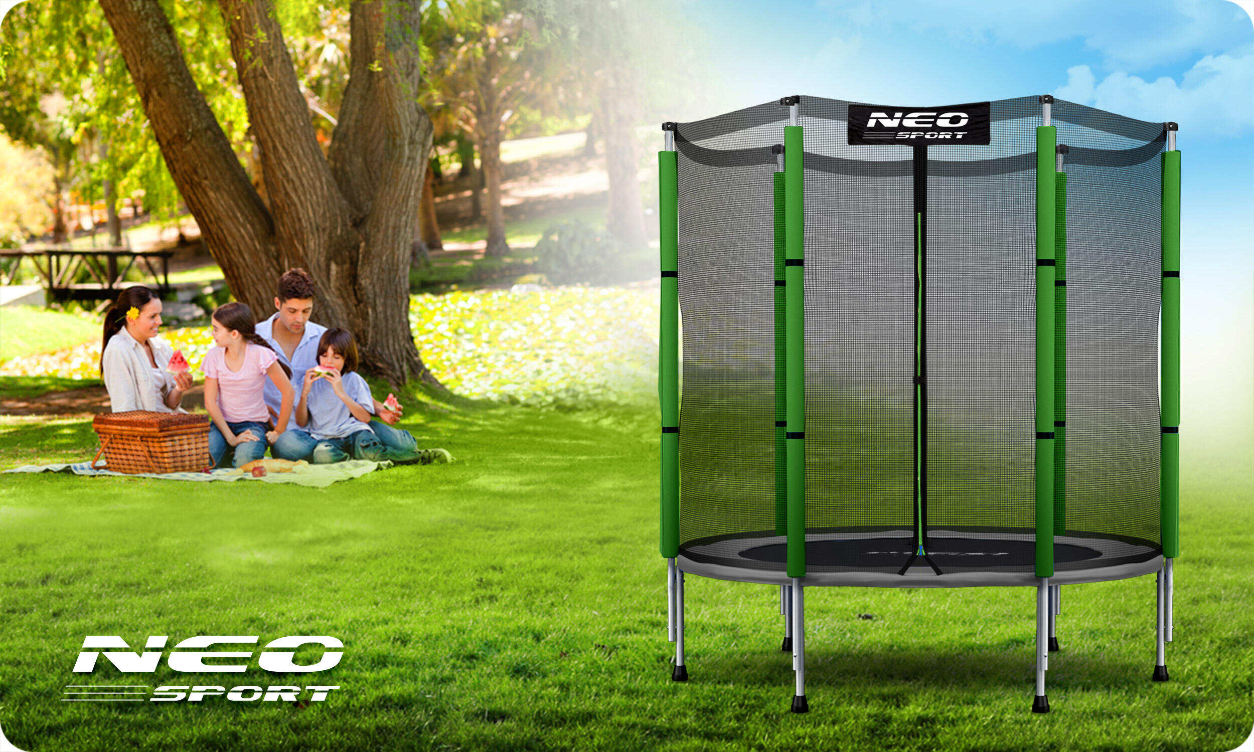 Trampolina ogrodowa z siatką zewnętrzną Neo-Sport 140cm 4ft 7/7