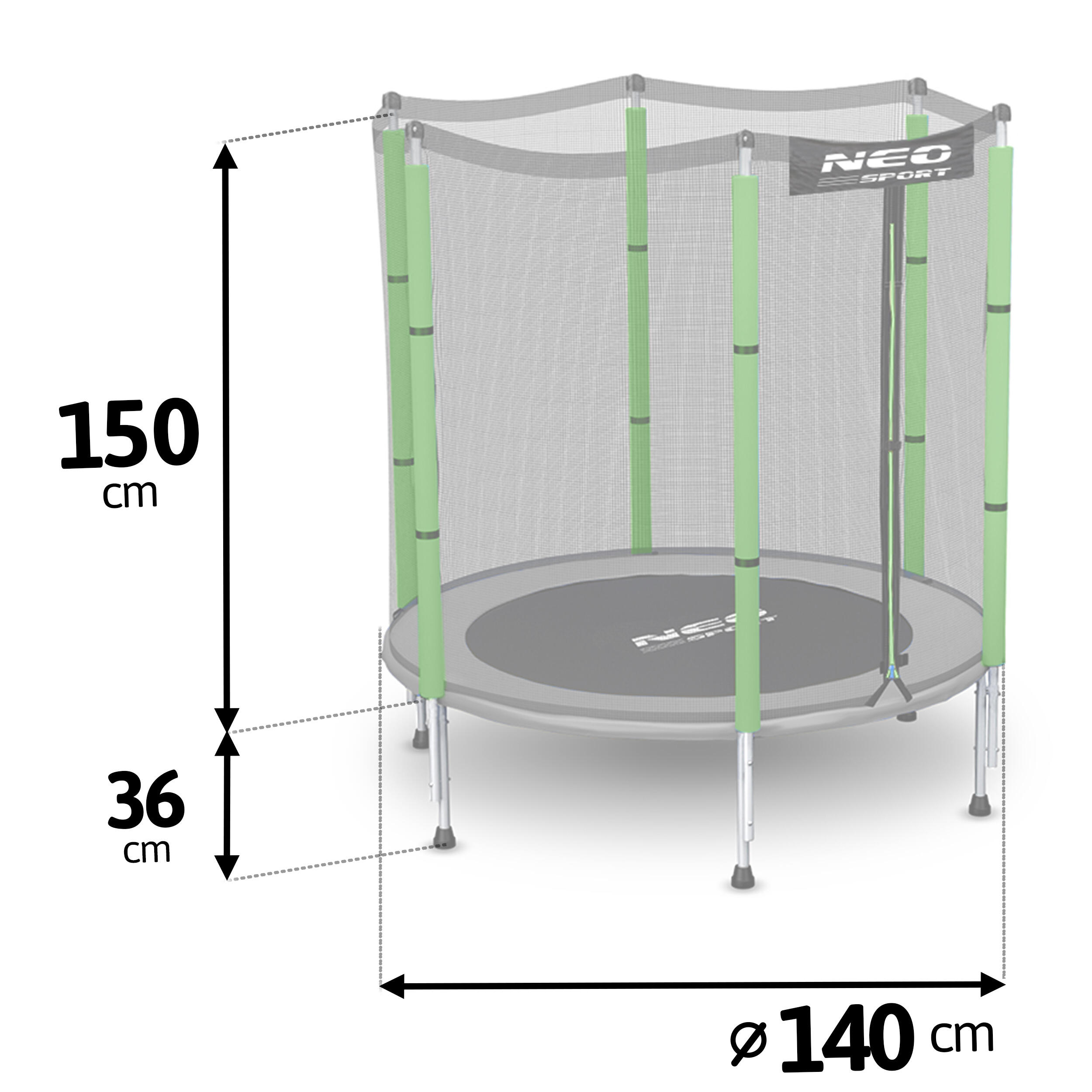 Trampolina ogrodowa z siatką zewnętrzną Neo-Sport 140cm 4ft 6/7