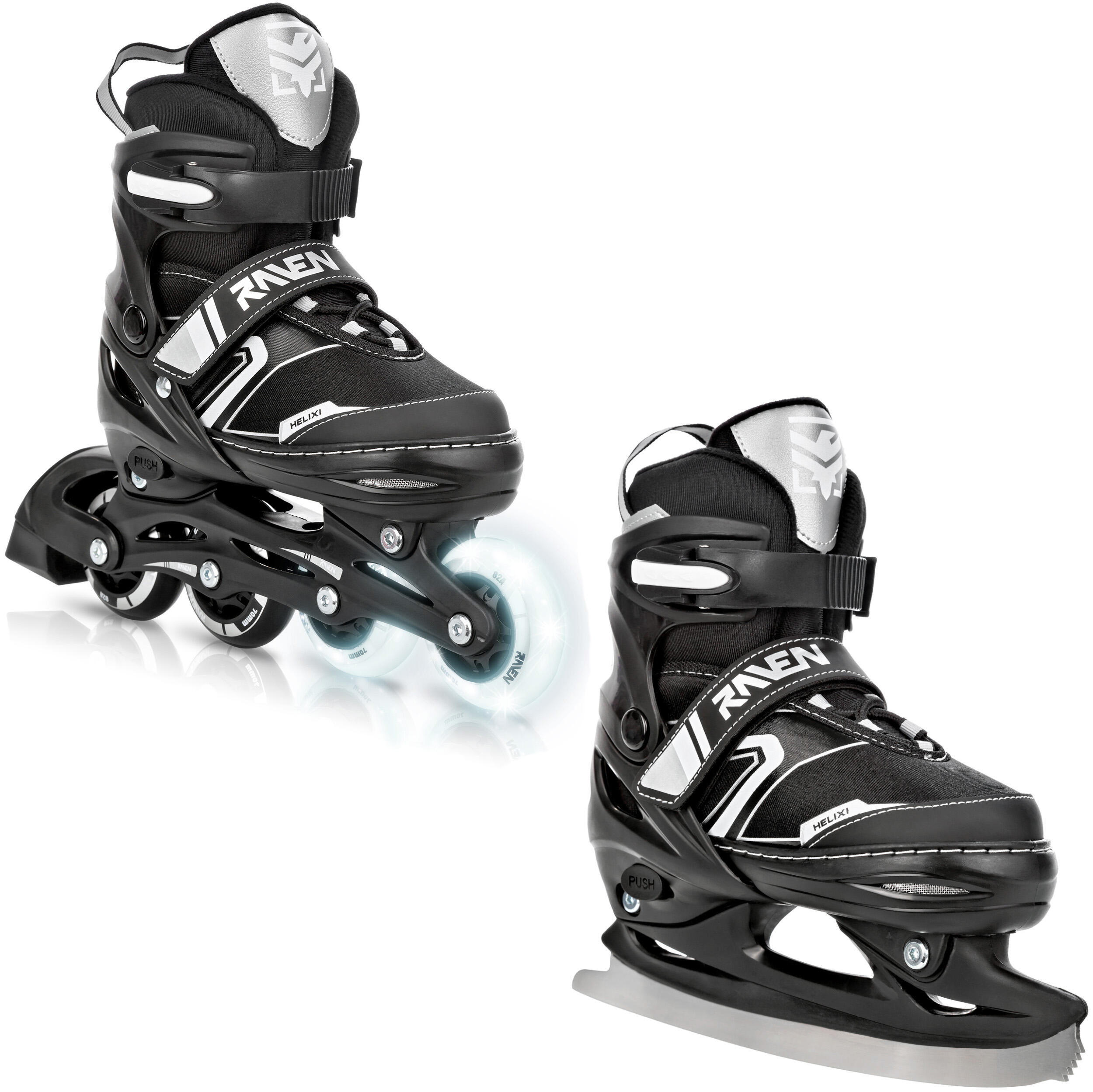RAVEN Rollschuhe 2in1 Verstellbar Helixi Leuchtende LED-Räder