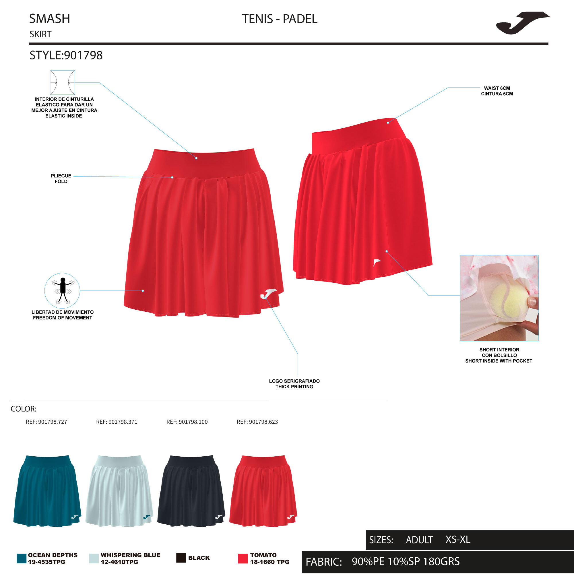 Spódnica tenisowa Joma Smash 2/5