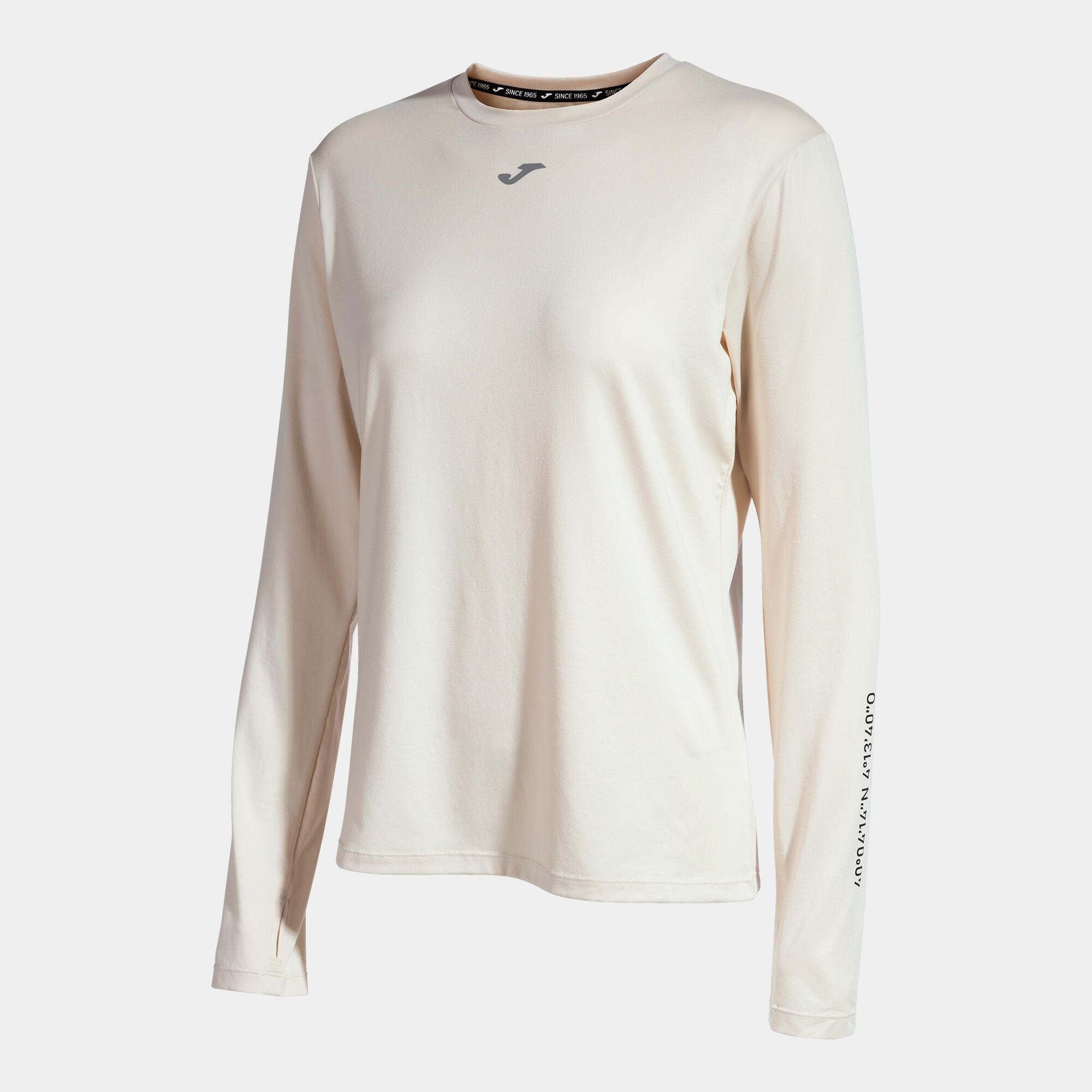 T-shirt manga comprida running mulher joma r-nature bege