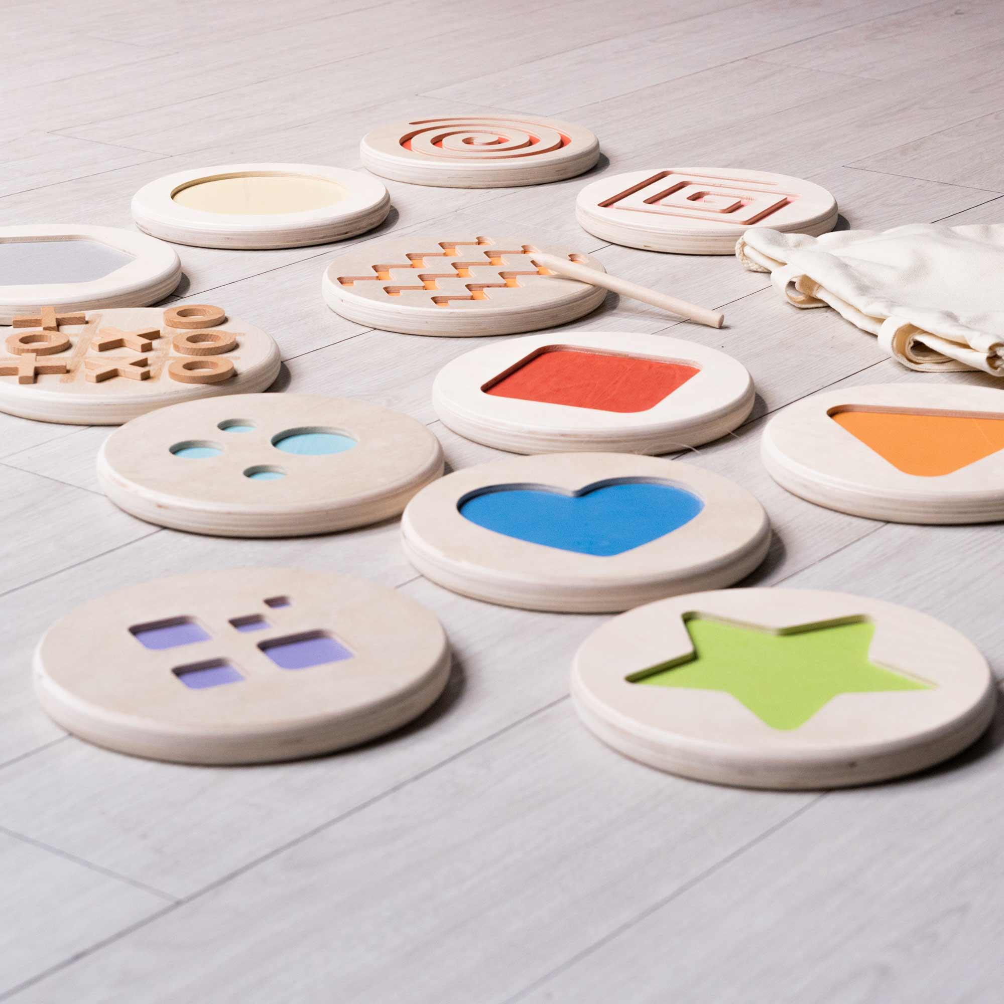 Juego Texturas para Bebé | Formas Geométricas y Números Montessori en Madera Eco 2/5