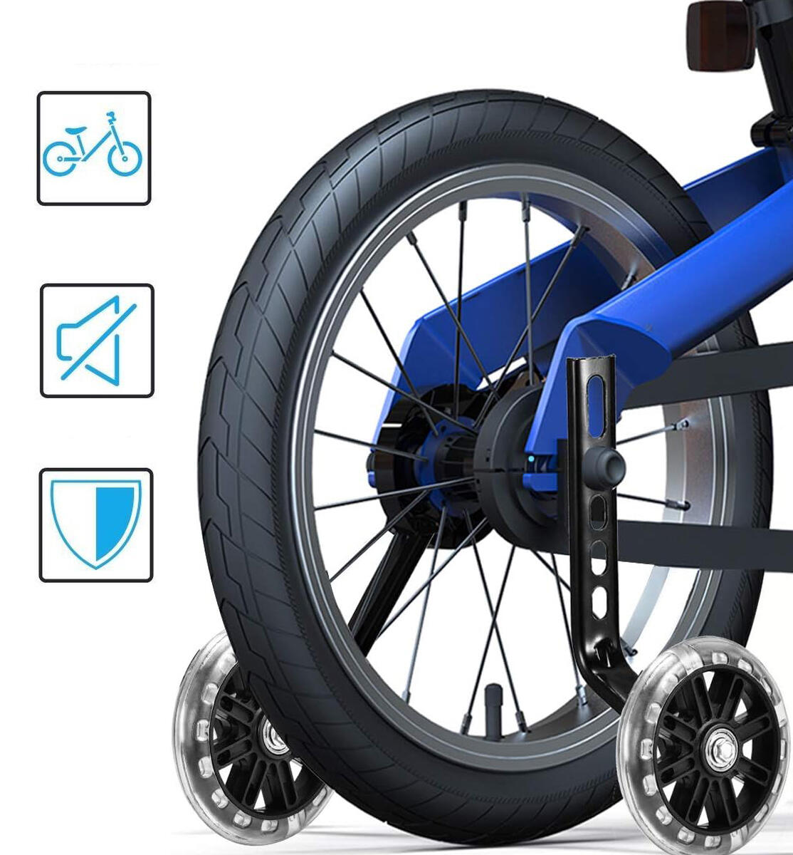 Zijwieltjes voor kinderfiets van 12 - 20 Inch - Zwart 4/5