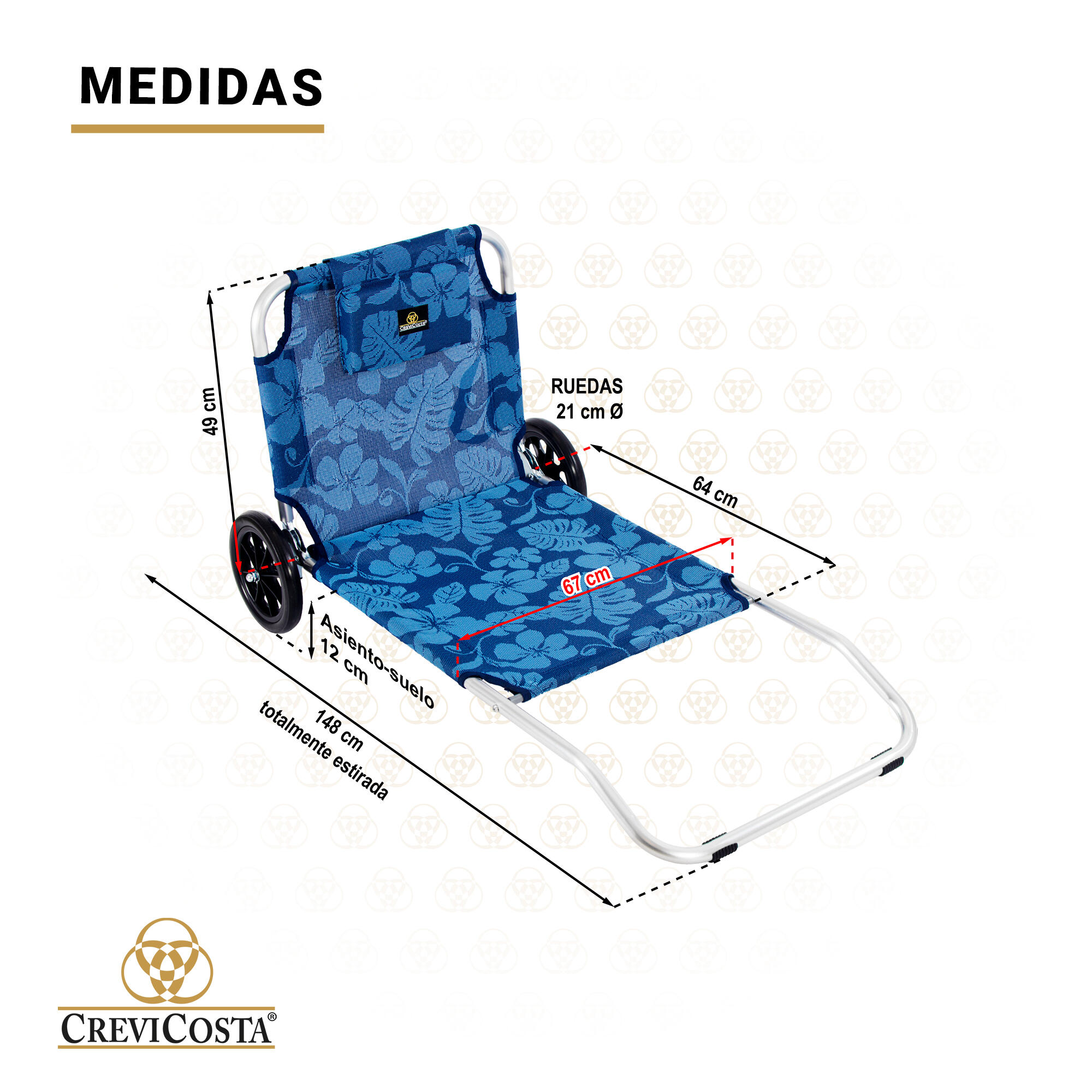 Silla de Playa 168x47x21/12 cm Carrito 5001 - CREVICOSTA. Flowers 6/7