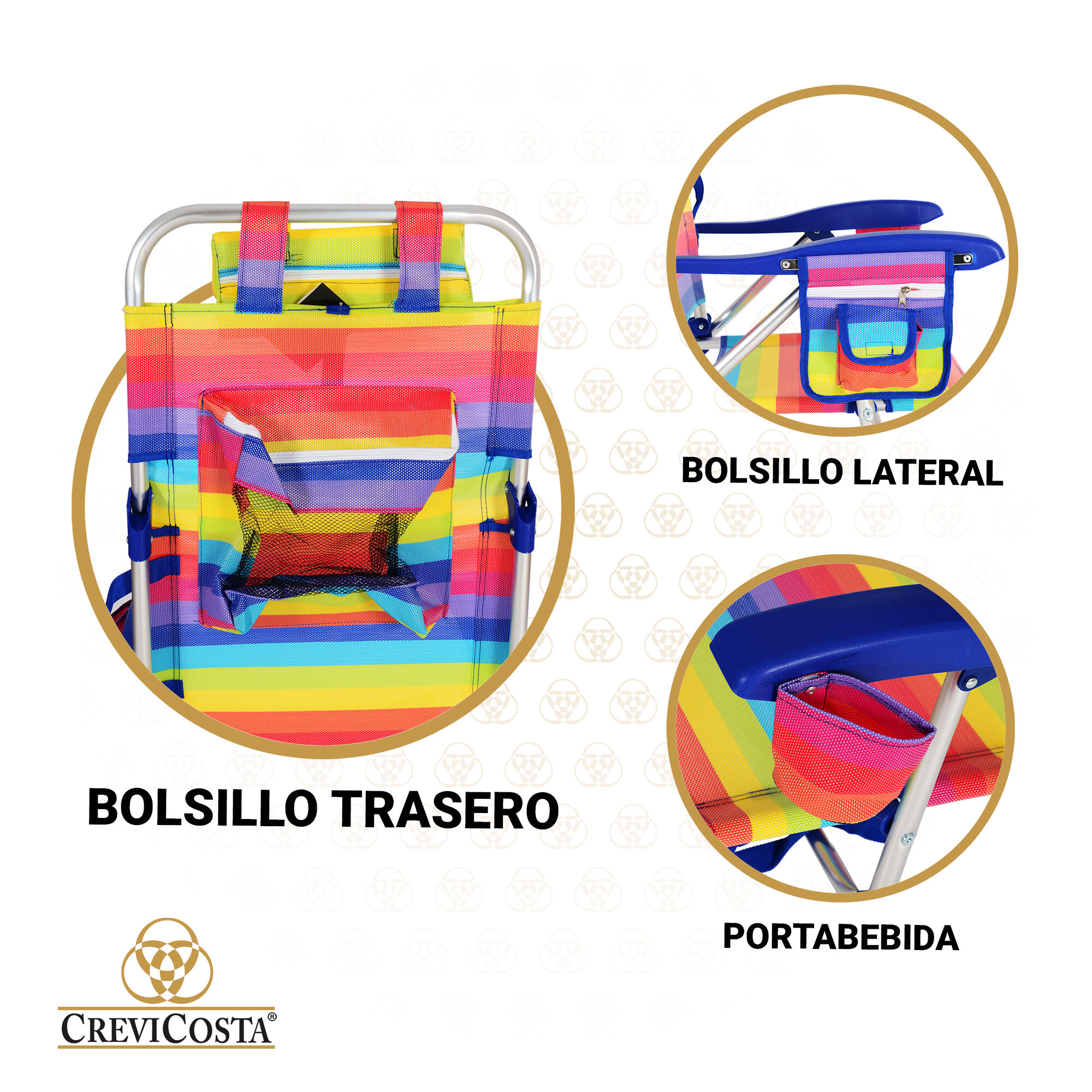 Silla de Playa 65x60x31/108 cm Lavanda 12009 - CREVICOSTA. Orgullo 4/7