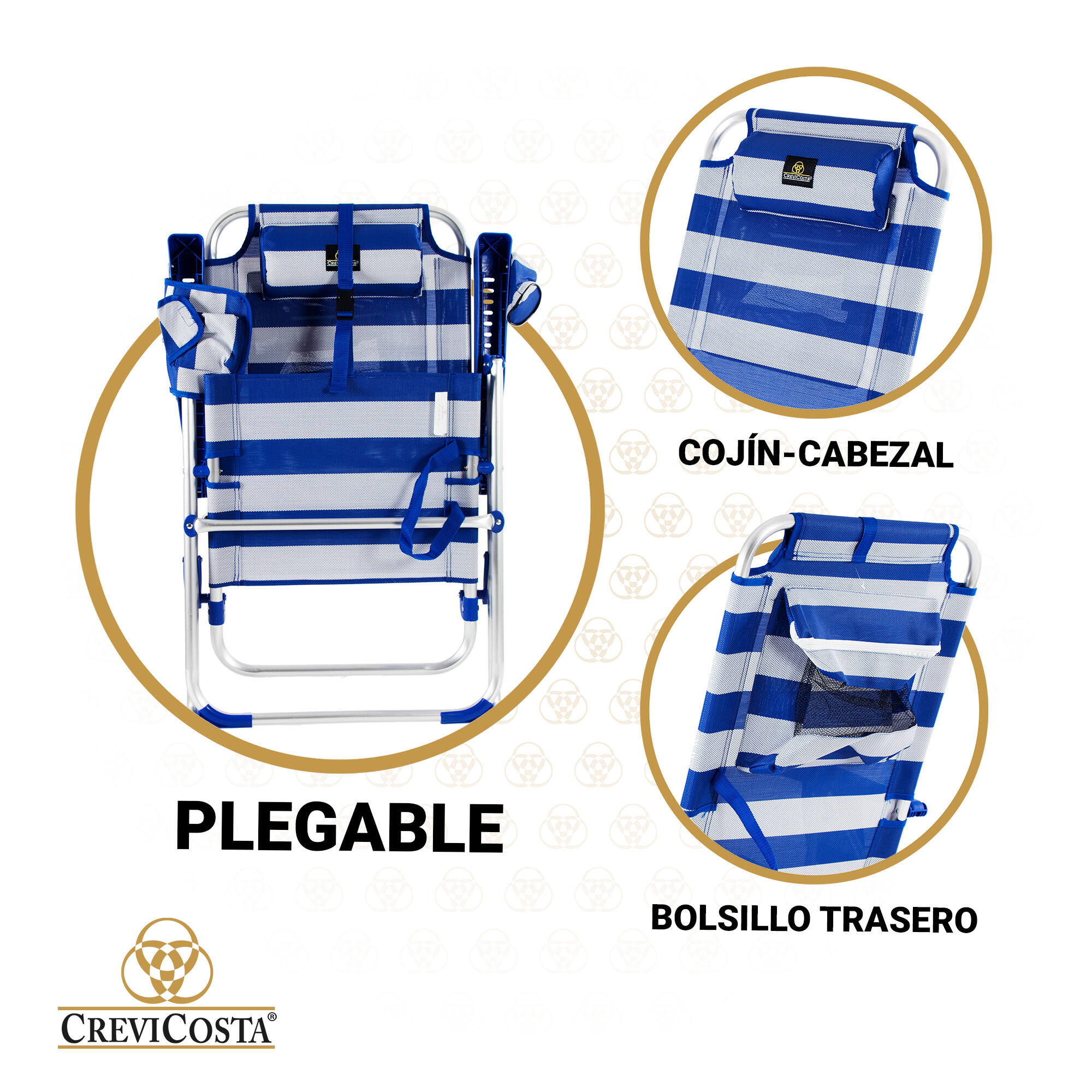 Silla de Playa 68x49x57/107 cm Palmera 2081-3 NEW - CREVICOSTA. Marinera 3/7
