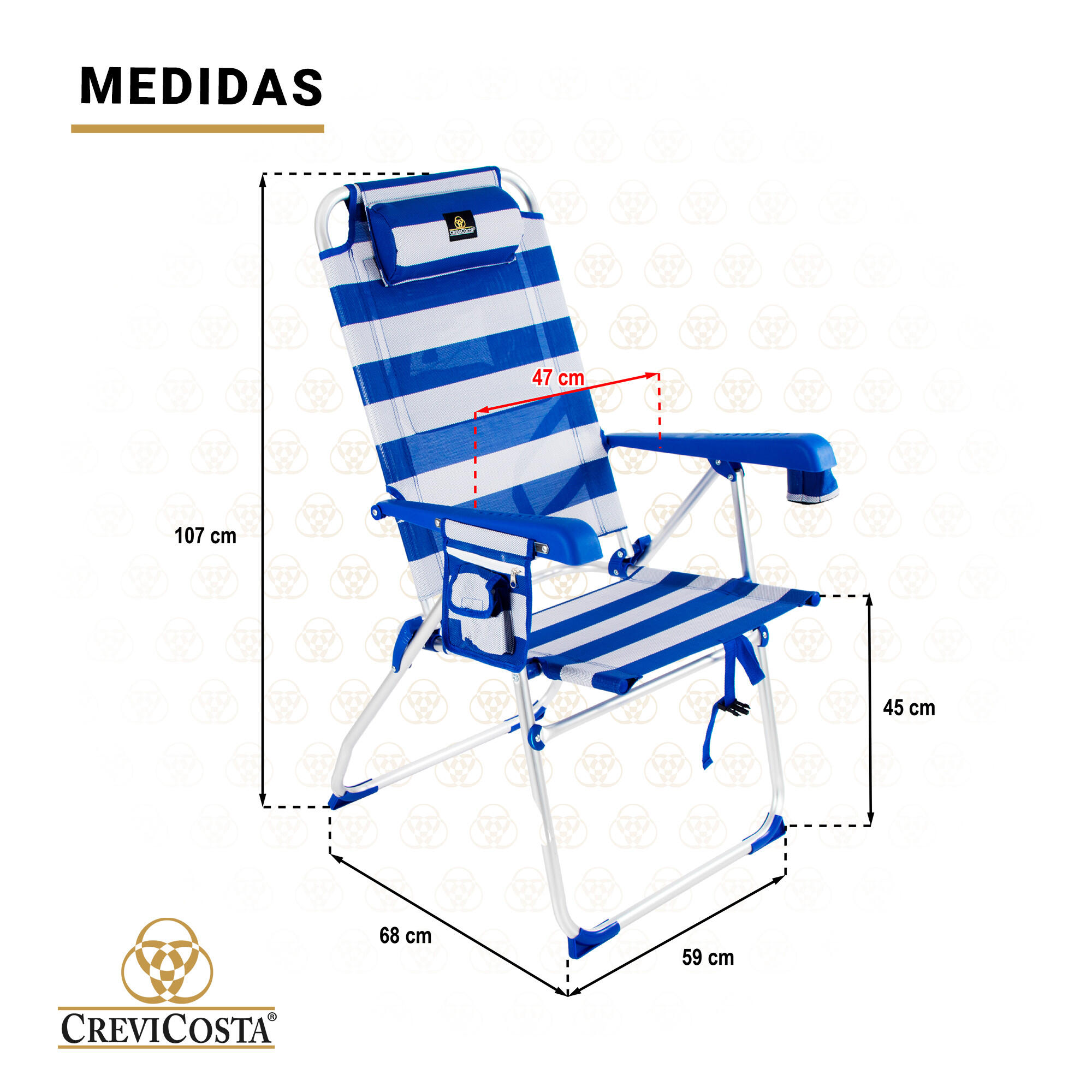 Silla de Playa 68x49x57/107 cm Palmera 2081-3 NEW - CREVICOSTA. Marinera 6/7