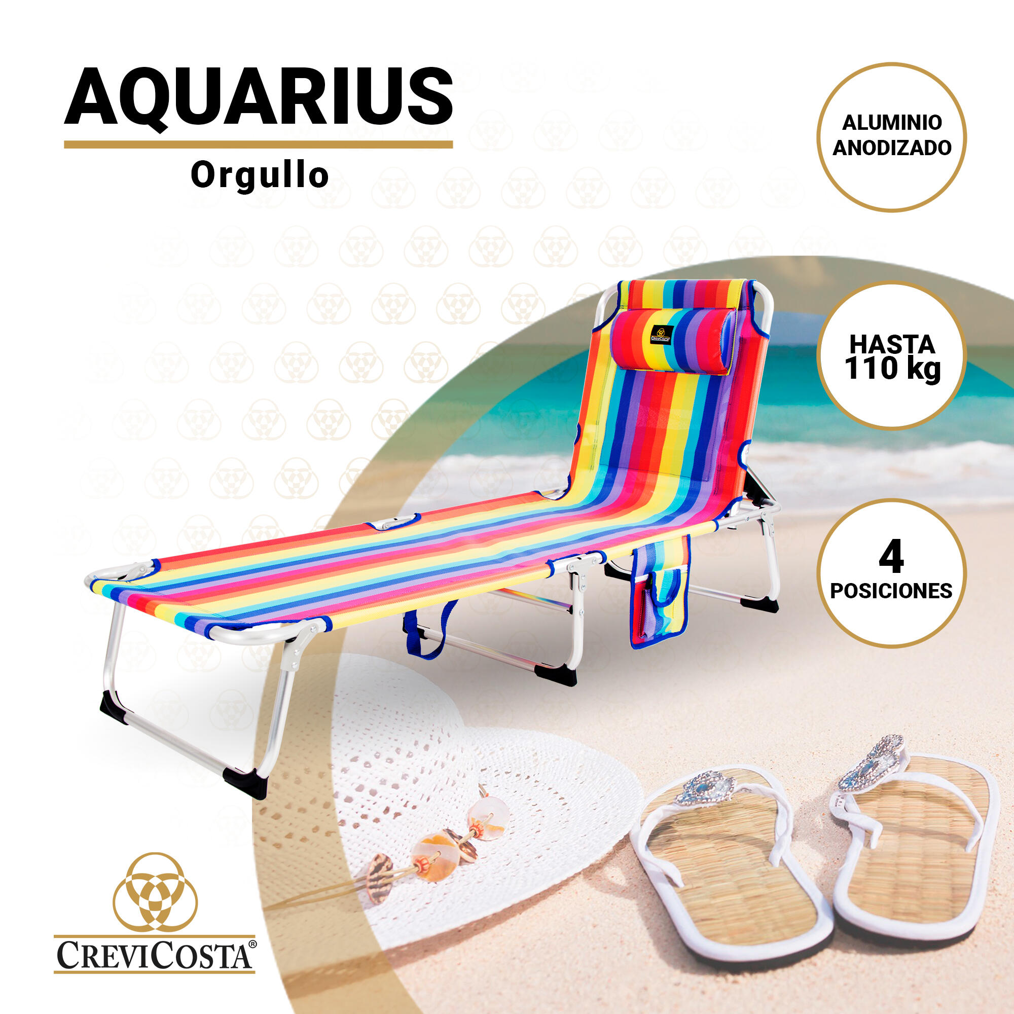 Tumbona de Playa 185x57x27 Aquarius - CREVICOSTA. Orgullo 2/7