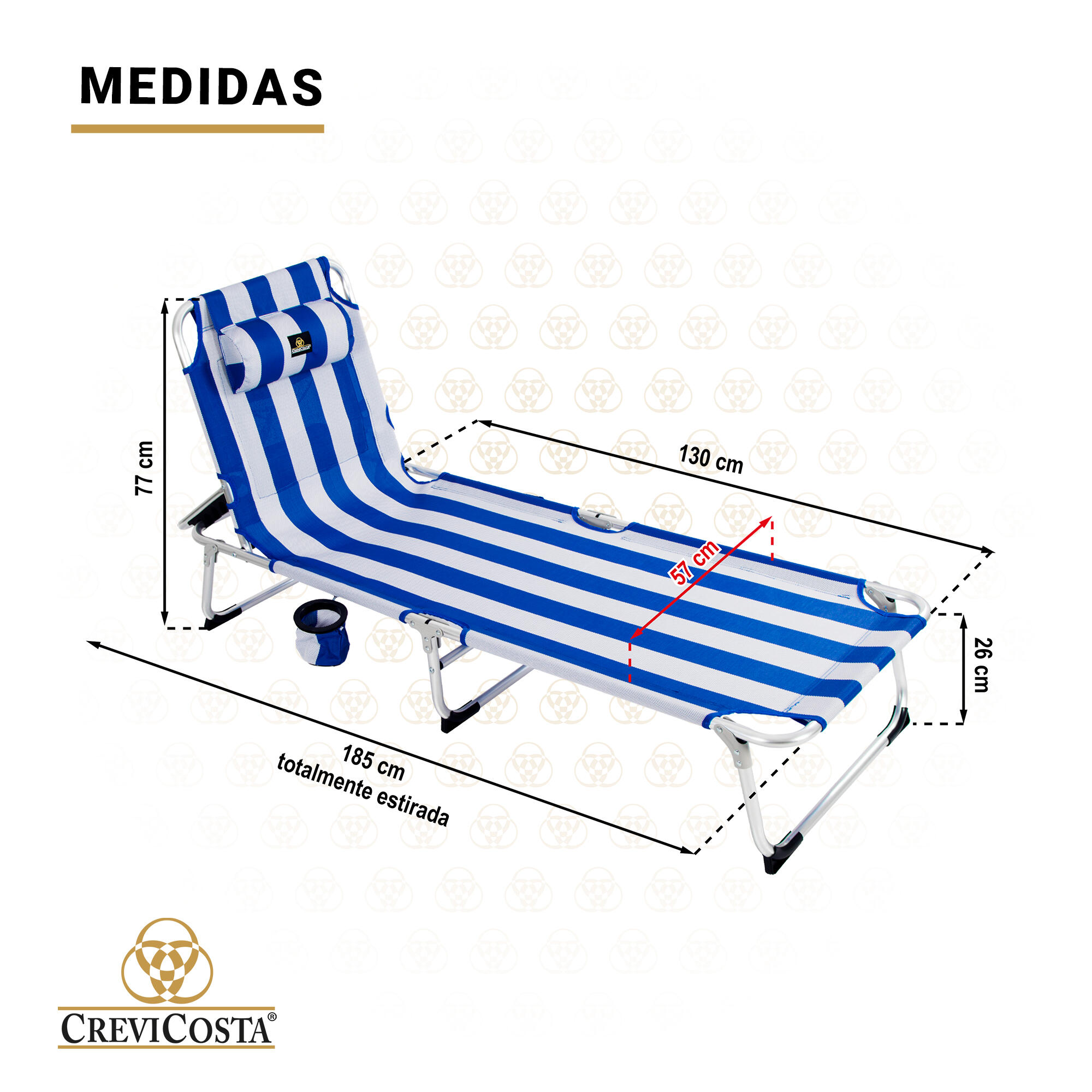 Lote de 2 Tumbonas de Playa 185x57x27 Aquarius - CREVICOSTA. Marinera 6/7