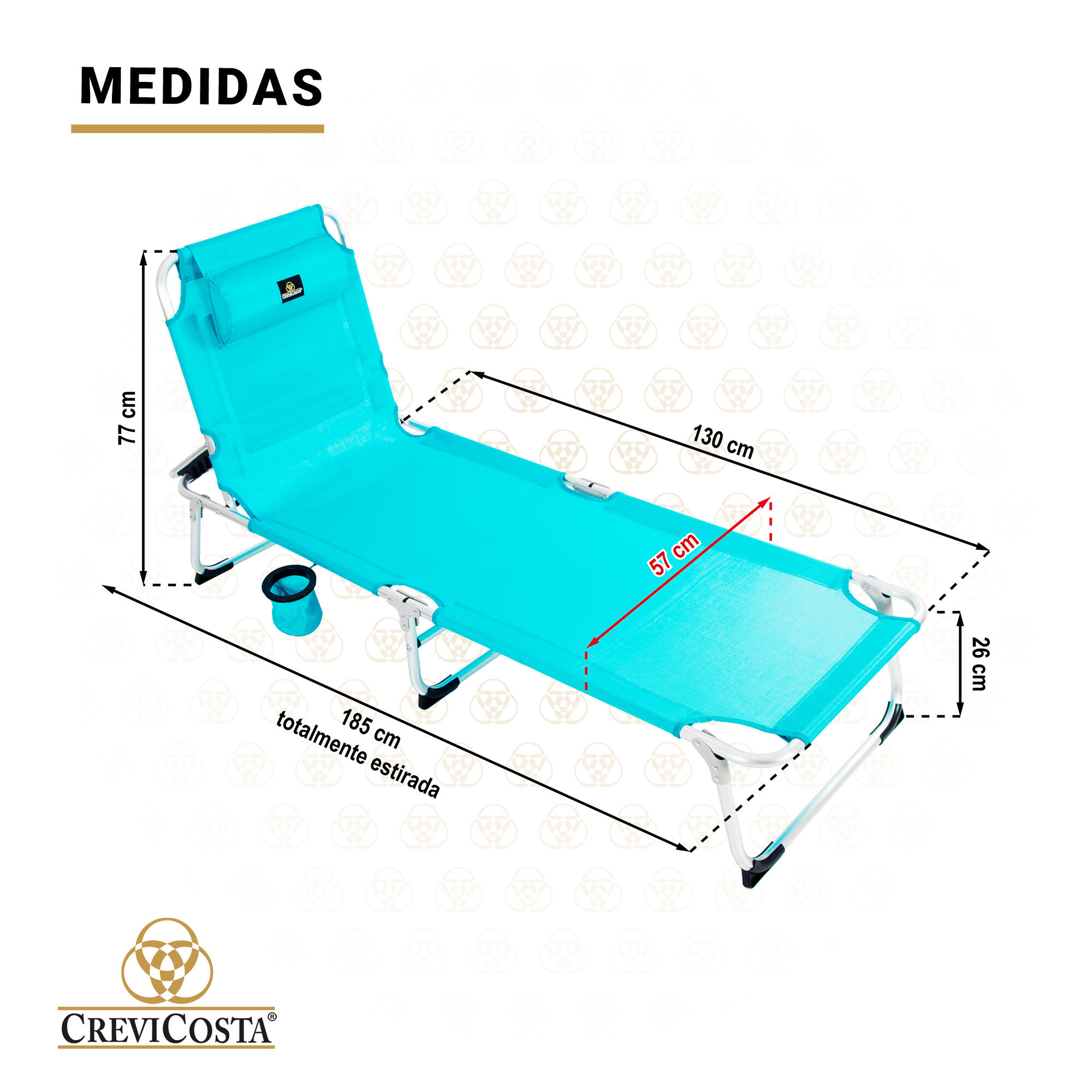 Tumbona de Playa 185x57x27 Aquarius - CREVICOSTA. Turquesa 6/7