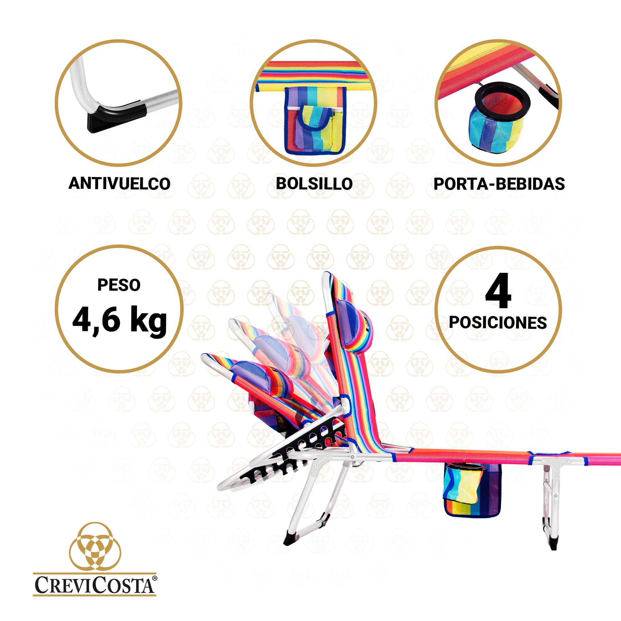 Lote de 2 Tumbonas de Playa 185x57x27 Aquarius - CREVICOSTA. Orgullo 4/7