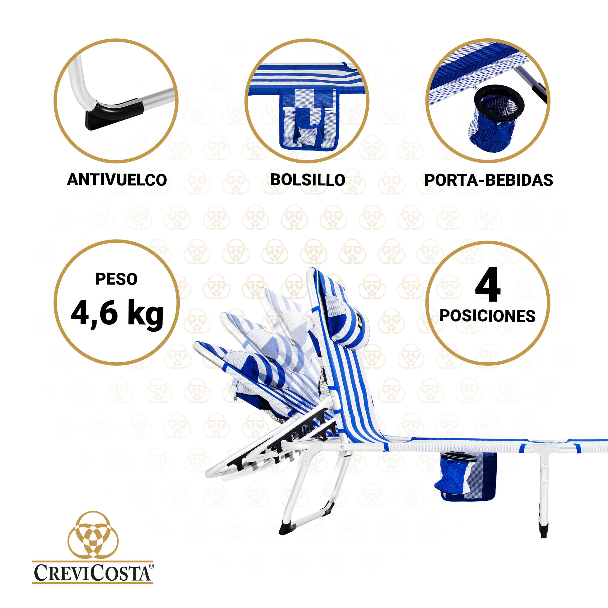 Lote de 2 Tumbonas de Playa 185x57x27 Aquarius - CREVICOSTA. Marinera 4/7
