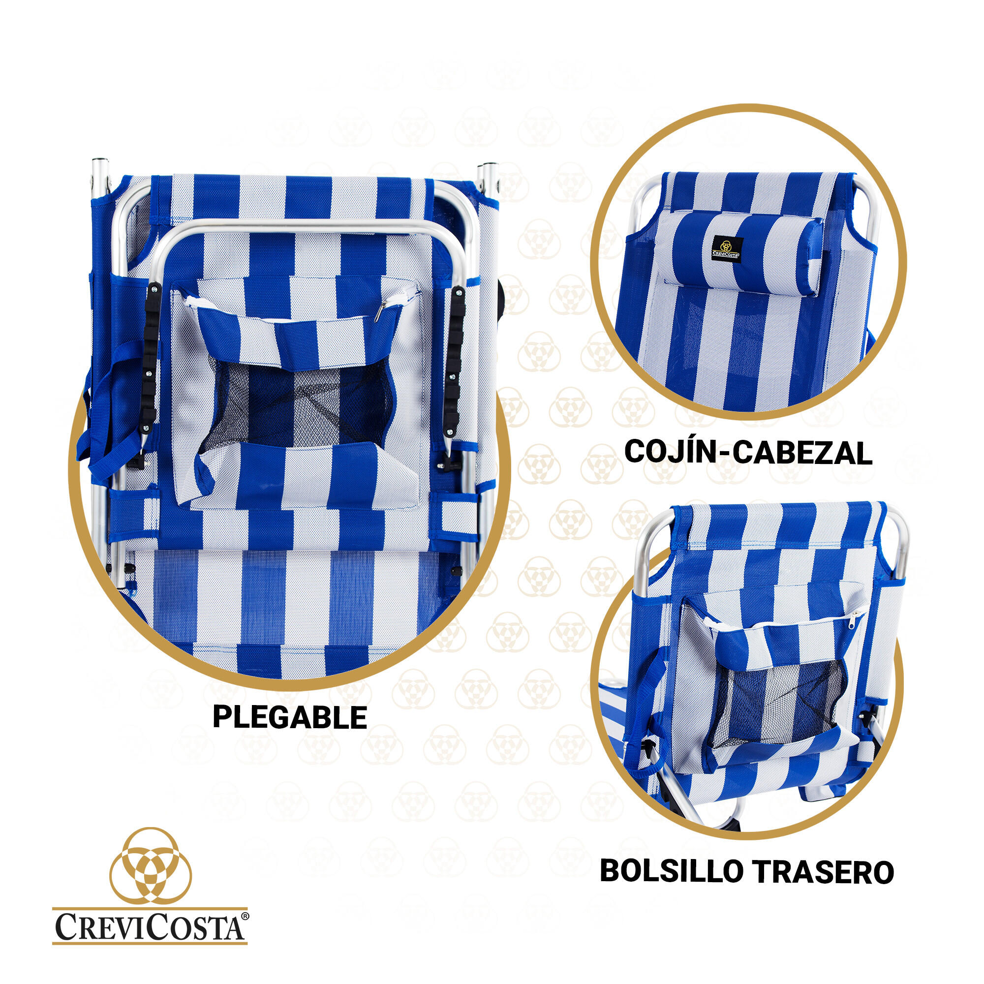Lote de 2 Tumbonas de Playa 185x57x27 Aquarius - CREVICOSTA. Marinera 3/7