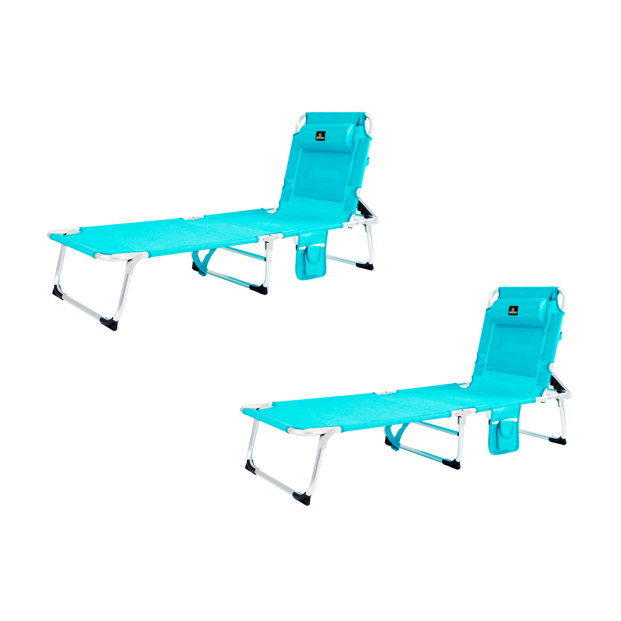 CREVICOSTA Lote de 2 Tumbonas de Playa 185x57x27 Aquarius - CREVICOSTA. Turquesa