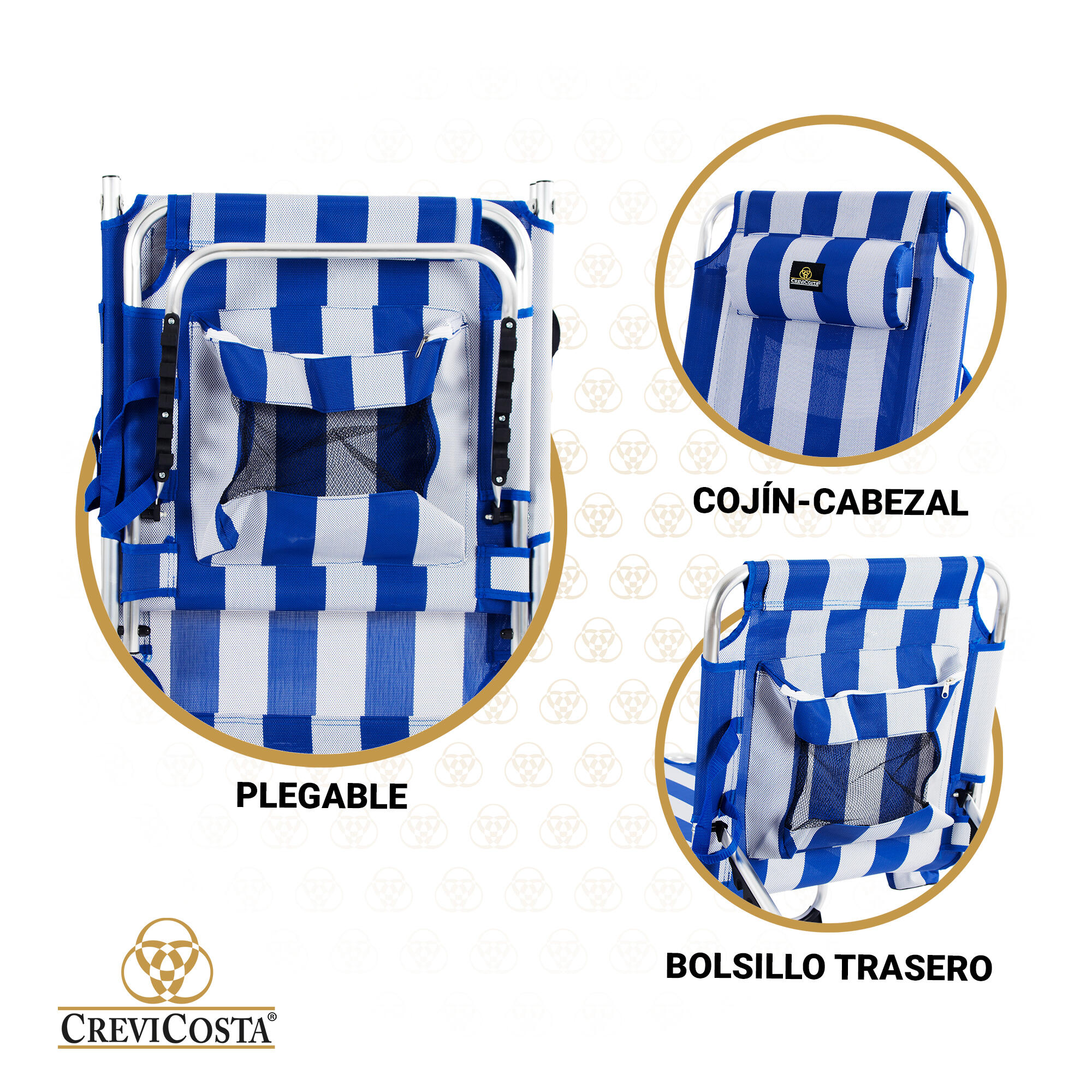Tumbona de Playa 185x57x27 Aquarius - CREVICOSTA. Marinera 3/7