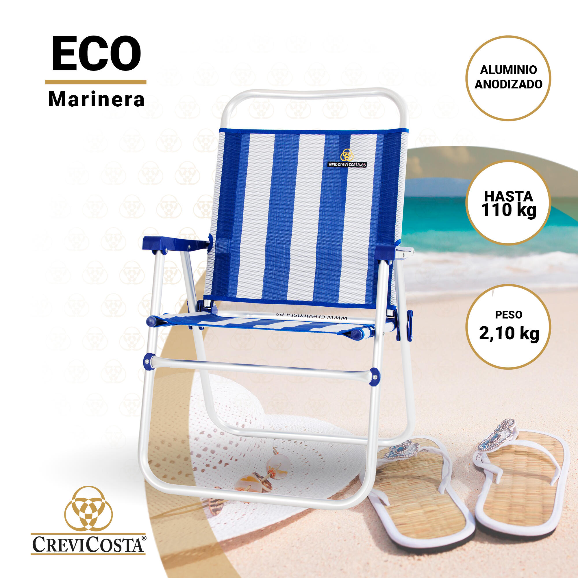 Silla de Playa 51x56x88 cm Eco 28082 New - CREVICOSTA. Marinera 2/5