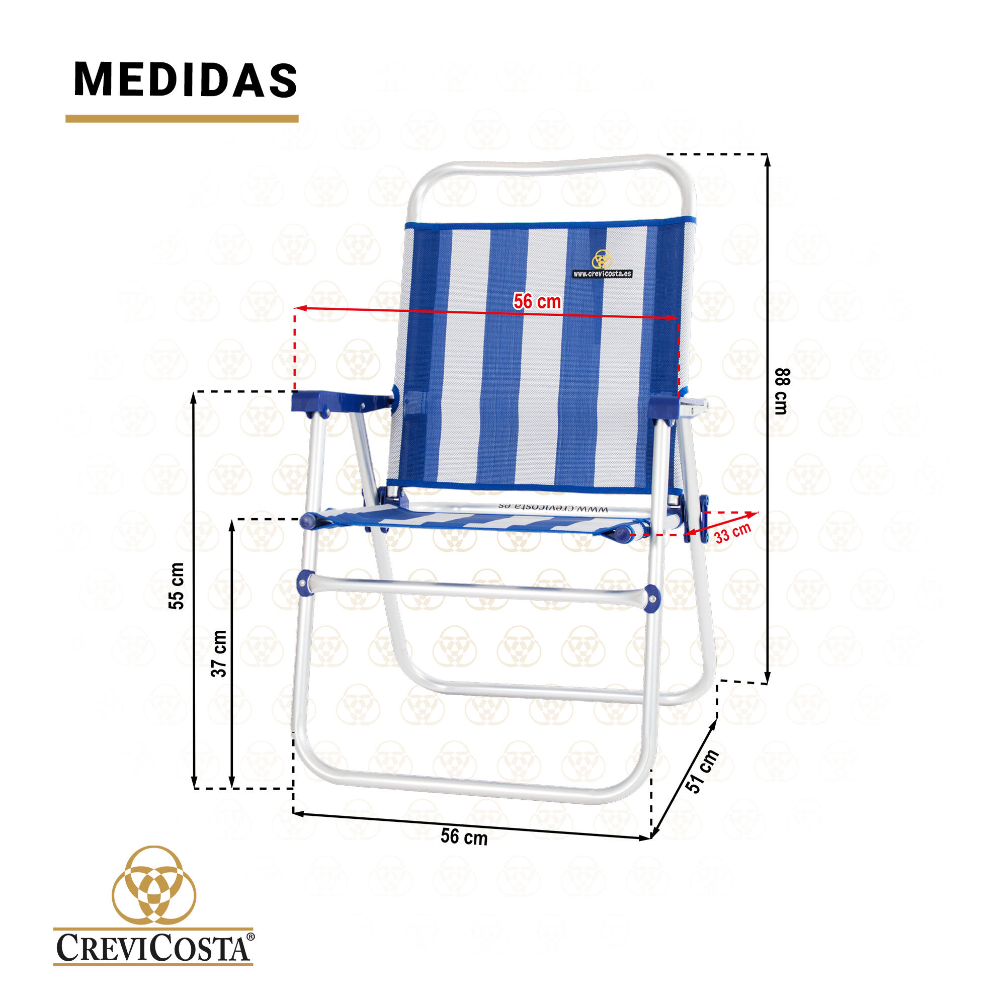 Lote 2 Sillas de Playa 51x56x88 cm Eco 28082 New - CREVICOSTA. Marinera 4/5