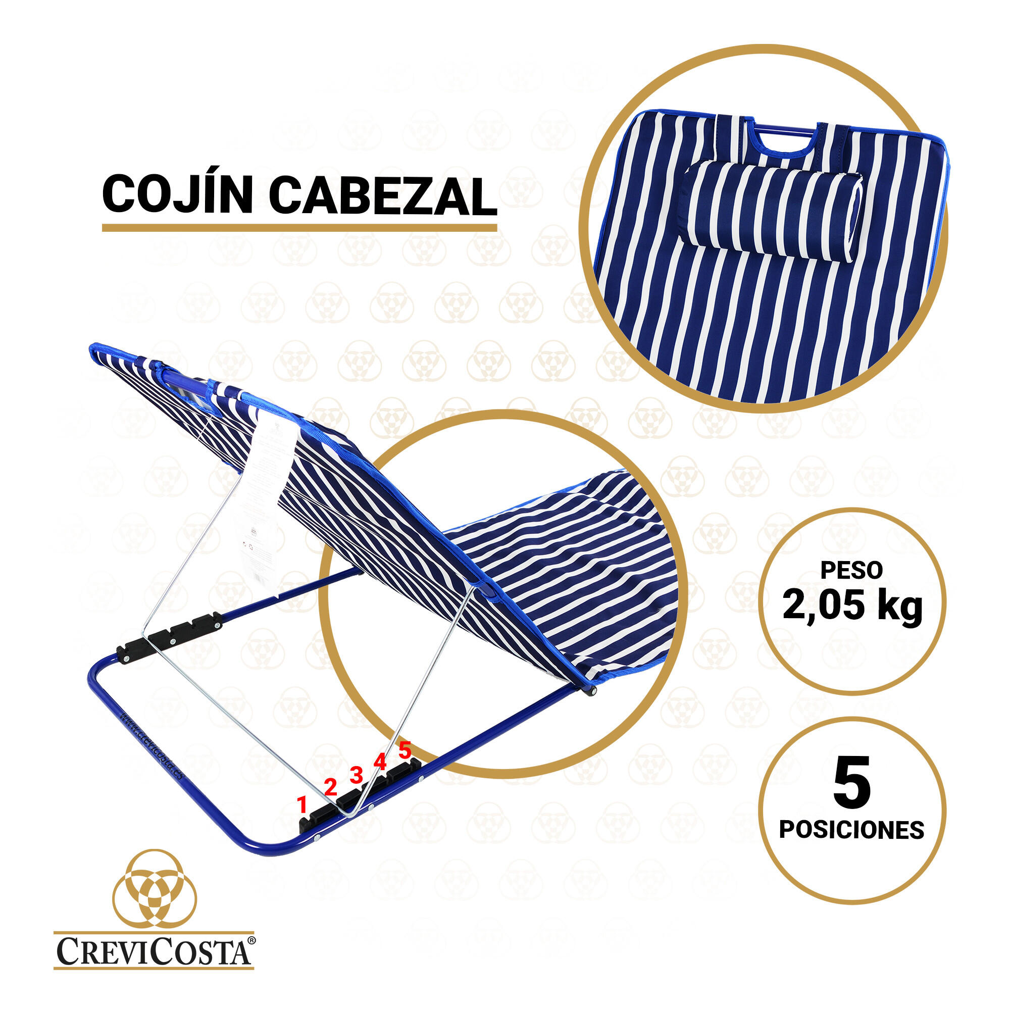 Cama Plegable para playa y campíng POTASIO 1309-1 - CREVICOSTA. Marinera 3/6