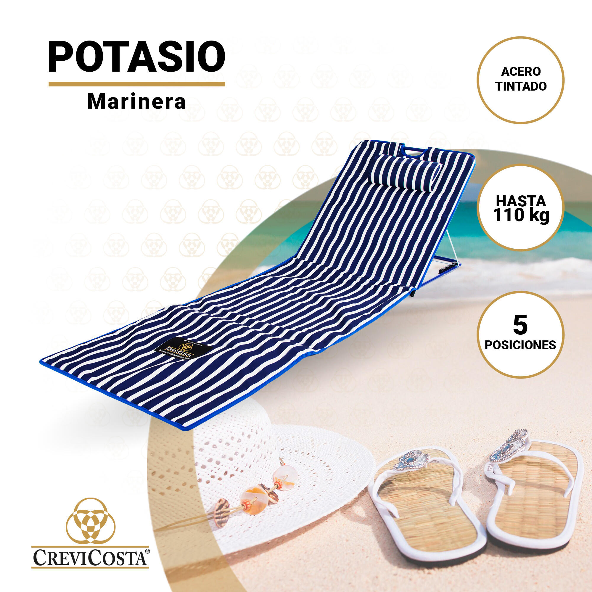 Cama Plegable para playa y campíng POTASIO 1309-1 - CREVICOSTA. Marinera 2/6