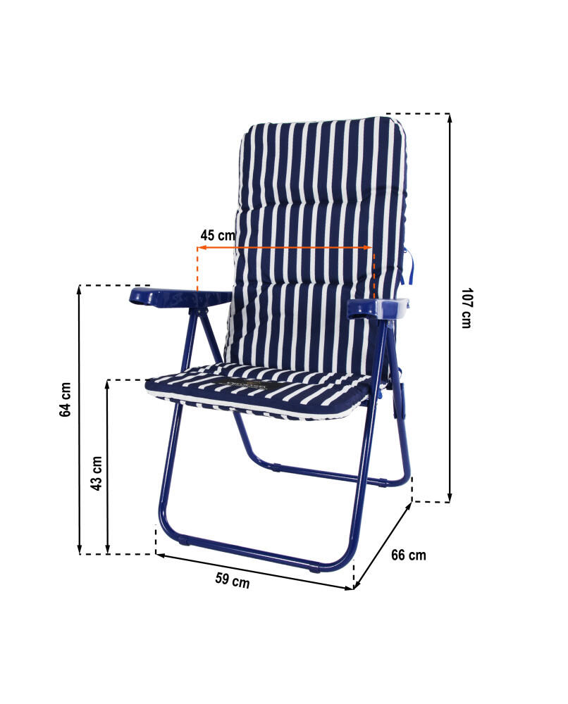 Silla de Playa 66x59x107 cm Omega 2403 New - CREVICOSTA. Marinero 2/3