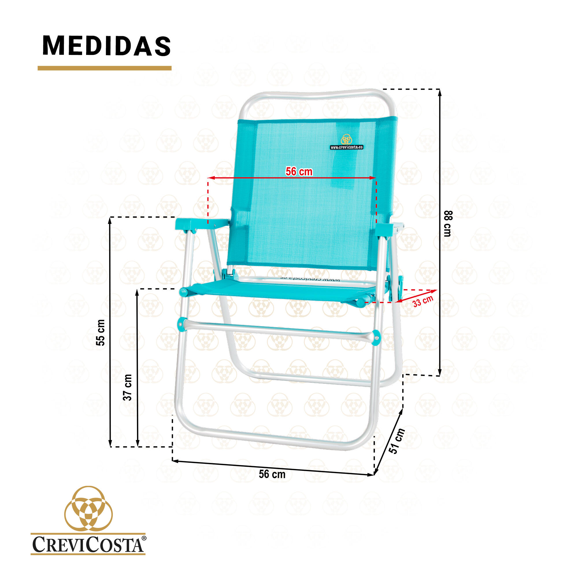 Silla de Playa 51x56x88 cm Eco 28082 New - CREVICOSTA. Turquesa 4/5
