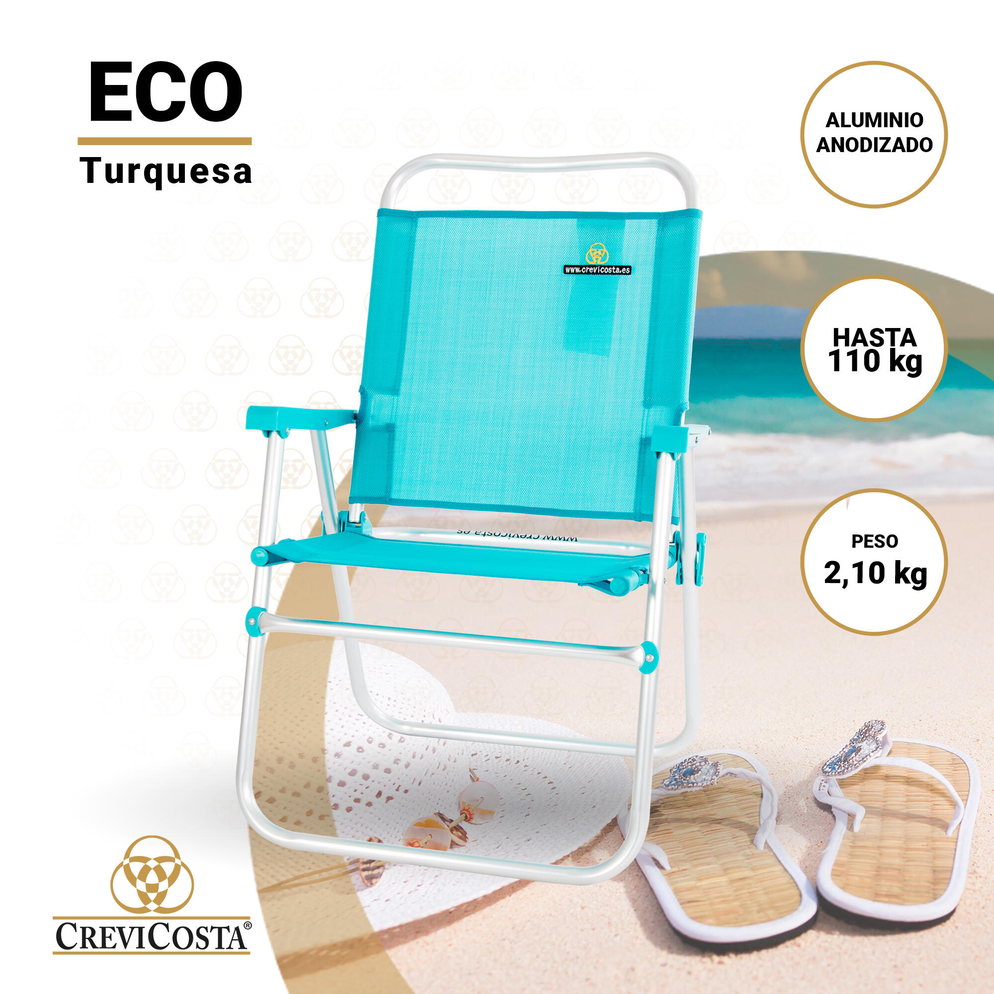 Silla de Playa 51x56x88 cm Eco 28082 New - CREVICOSTA. Turquesa 2/5