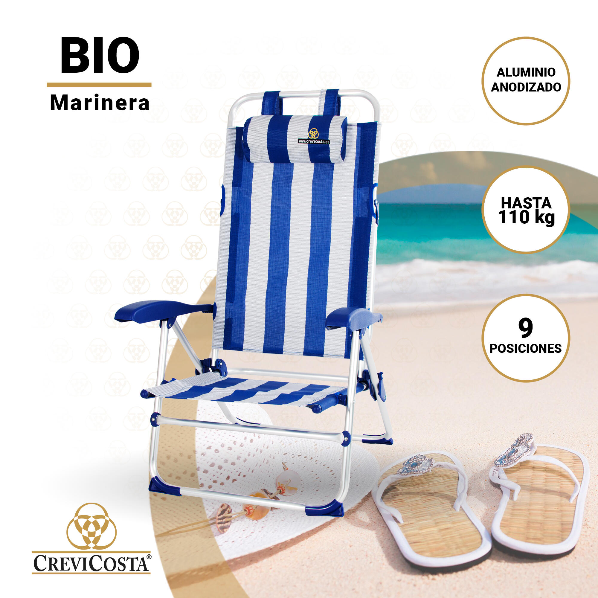 Silla de Playa 65x60x108 cm Bio 12009 - CREVICOSTA. Marinera 2/6