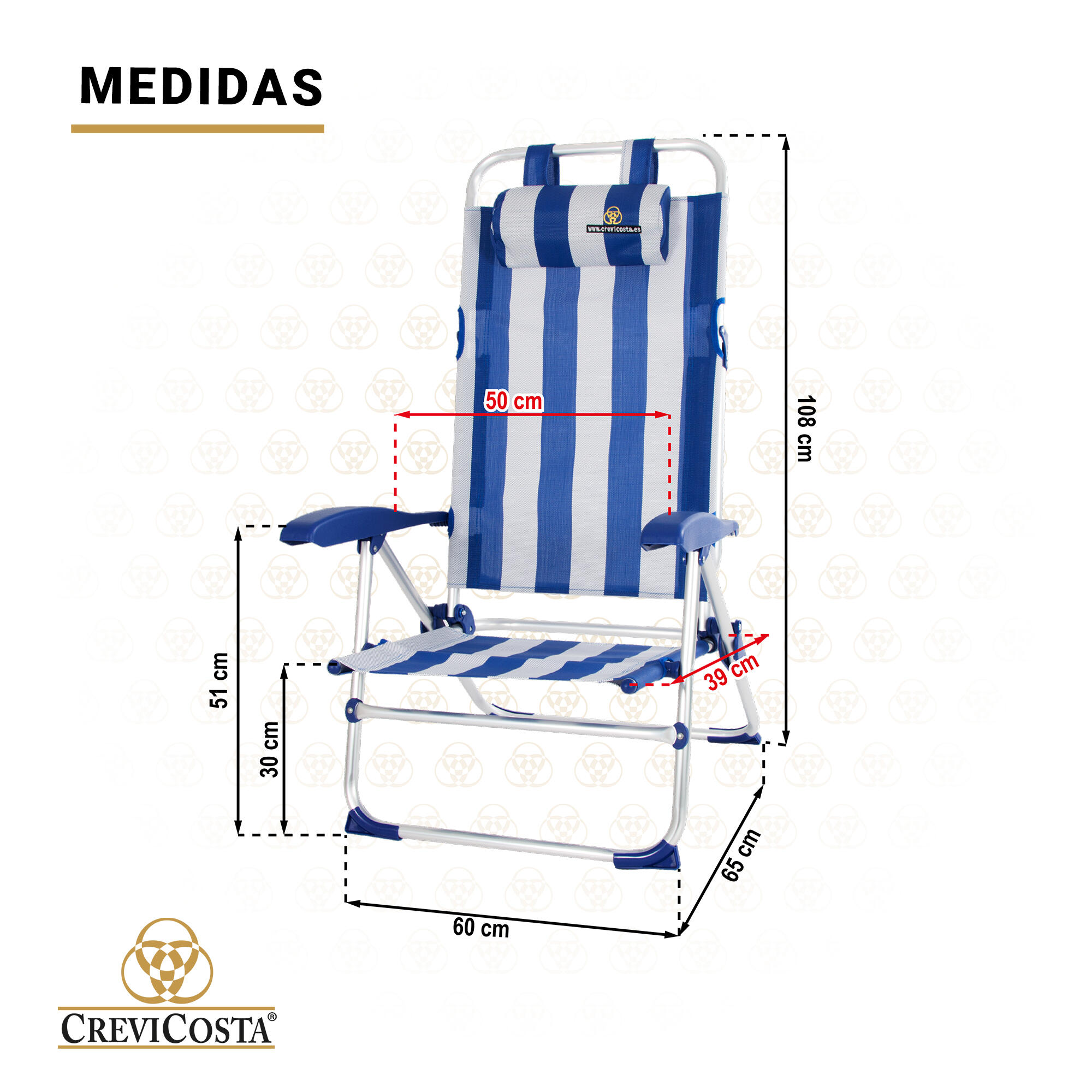 Silla de Playa 65x60x108 cm Bio 12009 - CREVICOSTA. Marinera 5/6