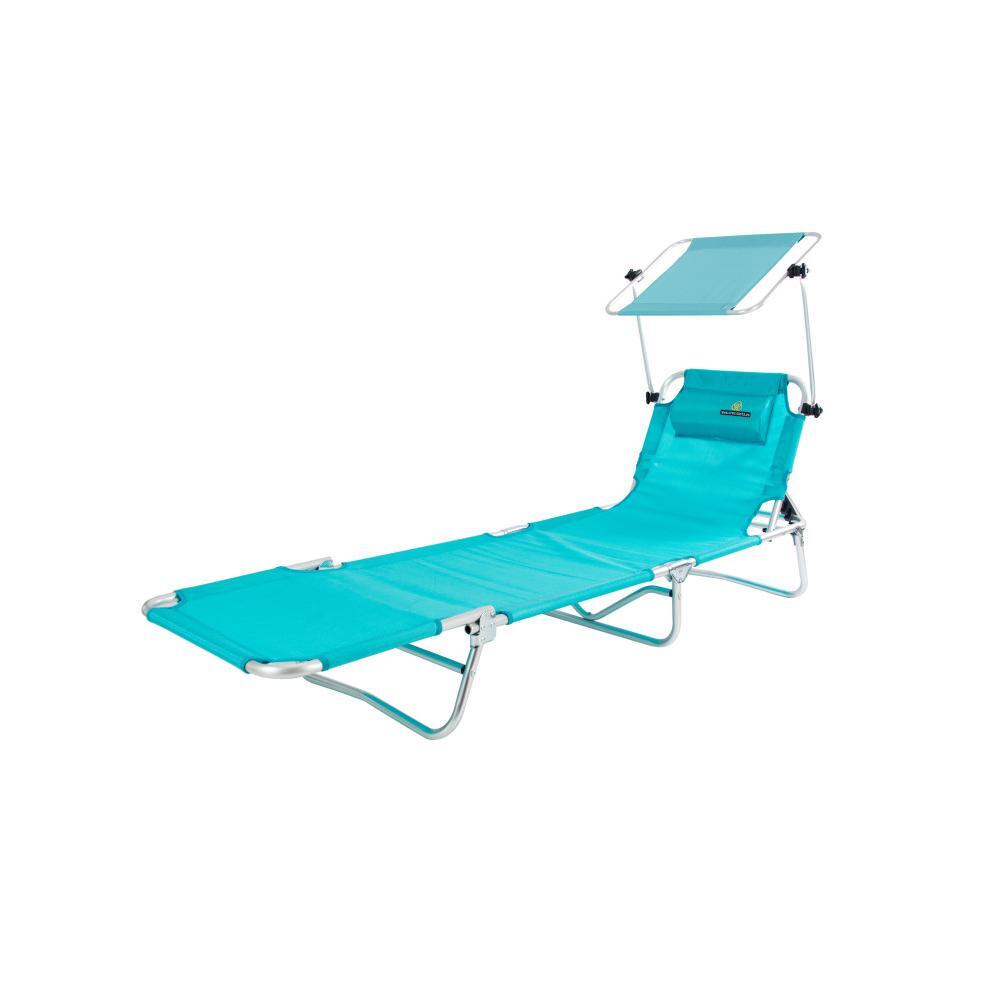 CREVICOSTA Tumbona de Playa con toldo 195x657x23 Magnesio - CREVICOSTA. Turquesa