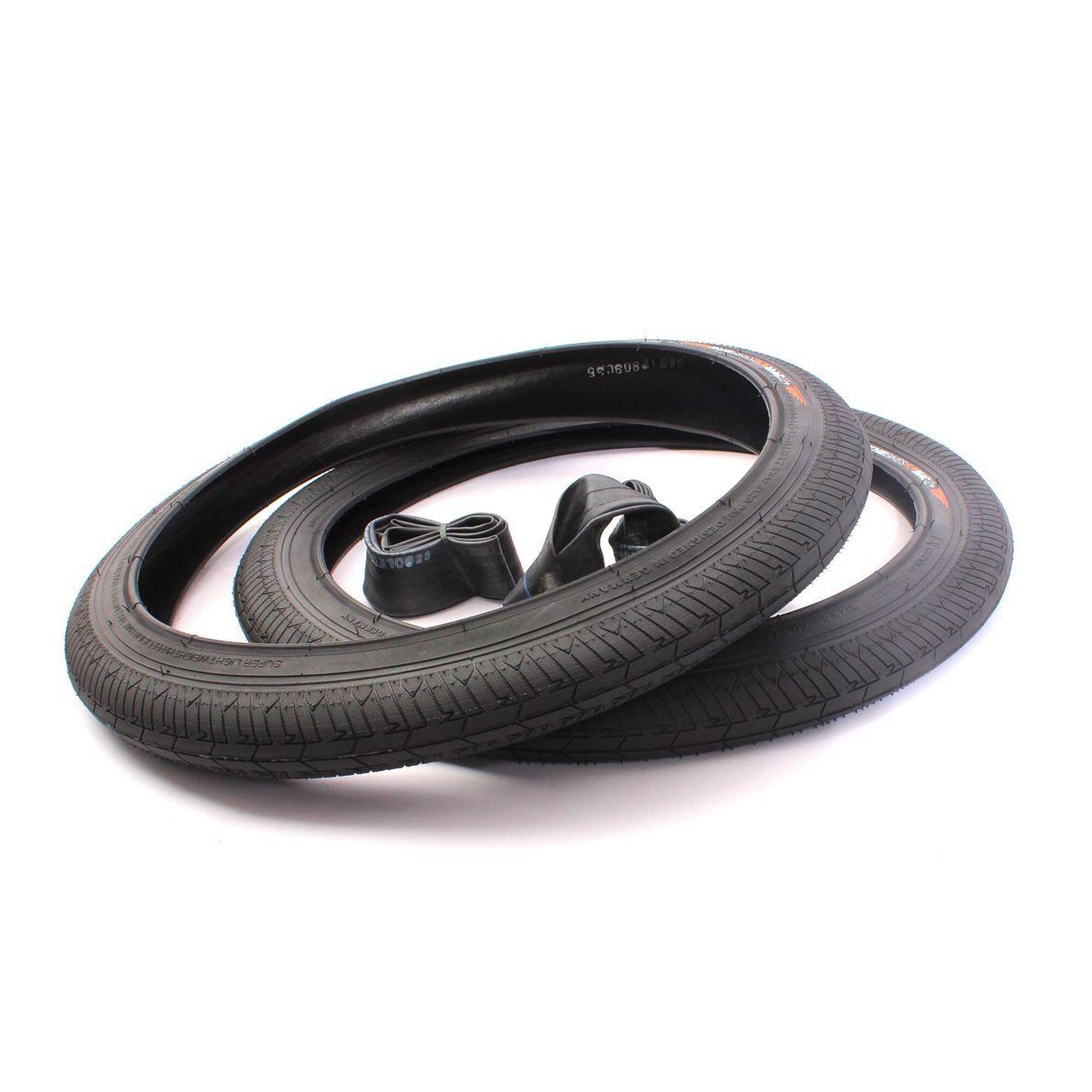 BMX Pneus 2x MAC2+ arame preto + 2x KHE Twiggy câmara de ar
