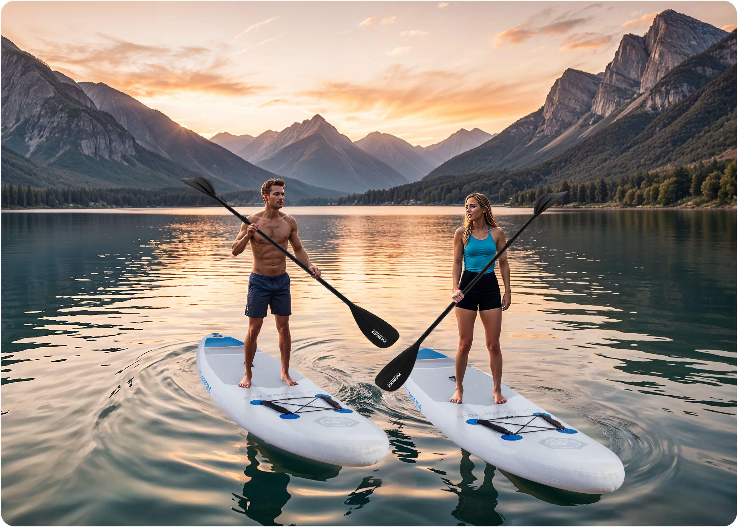 NEO-SPORT Aufblasbar Stand Up Paddle Board SUP Board KommplettSet 320 cm 6/7