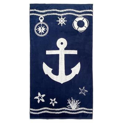 Telo Mare Spugna Velluto Jacquard Blu 100x175 470g/m² - Oakland