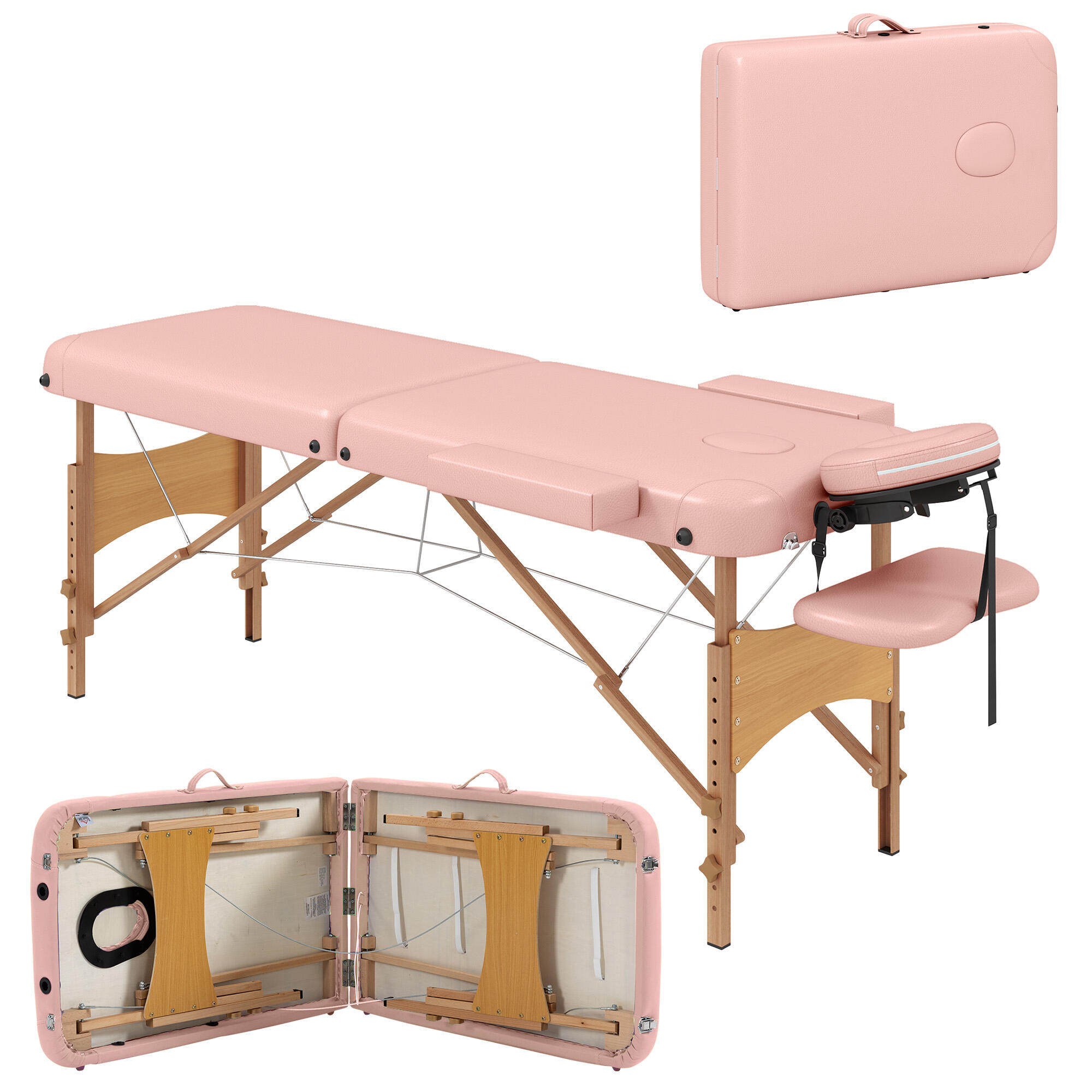 Marquesa de massagem 185x60x64-88 cm rosa HOMCOM