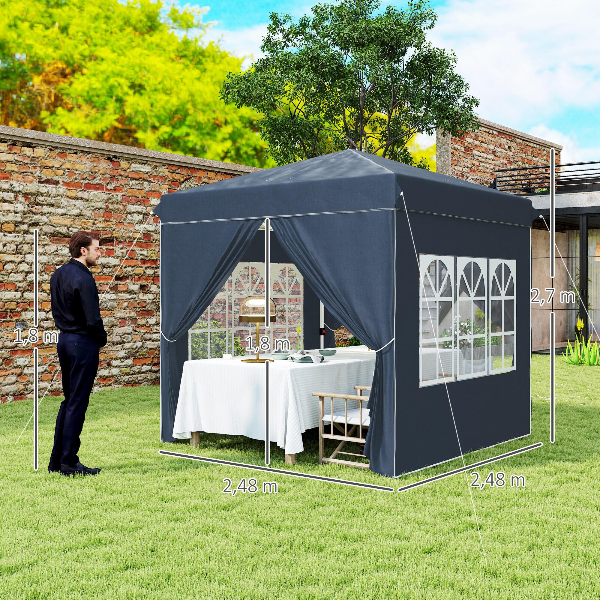 Tenda de exterior 248x248x270 cm azul Outsunny 3/7