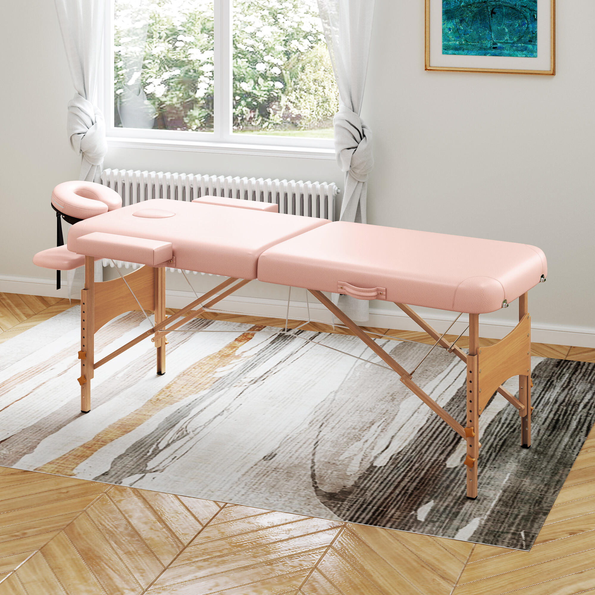 Camilla de Masaje HOMCOM 185x60x88 cm Rosa 4/7