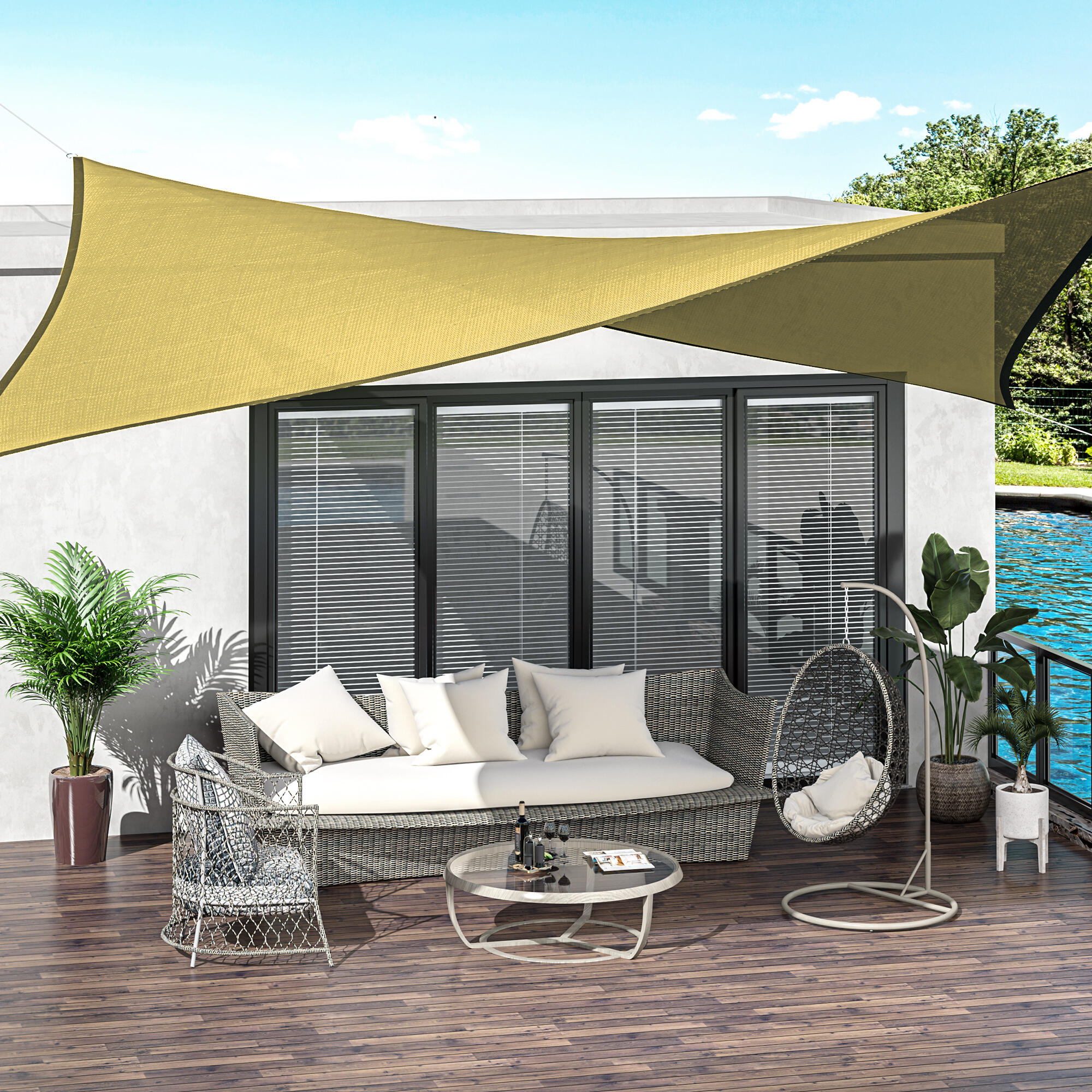 Toldo Vela Outsunny 400x600 cm Beige 2/7