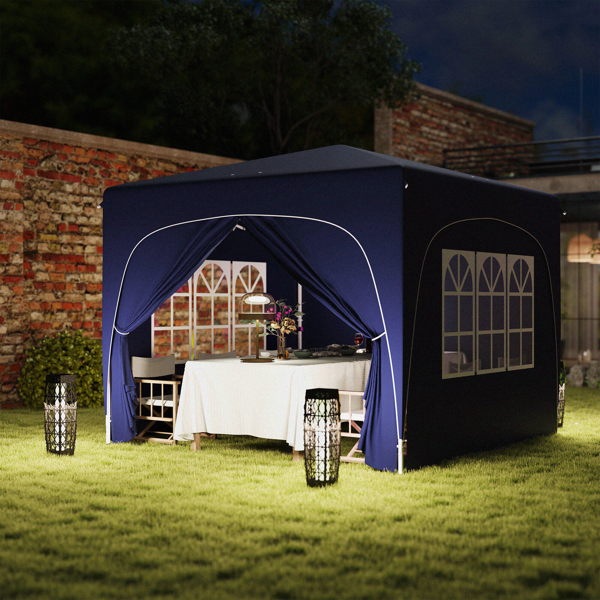 Tenda dobrável 300x300x273 cm azul Outsunny 4/7