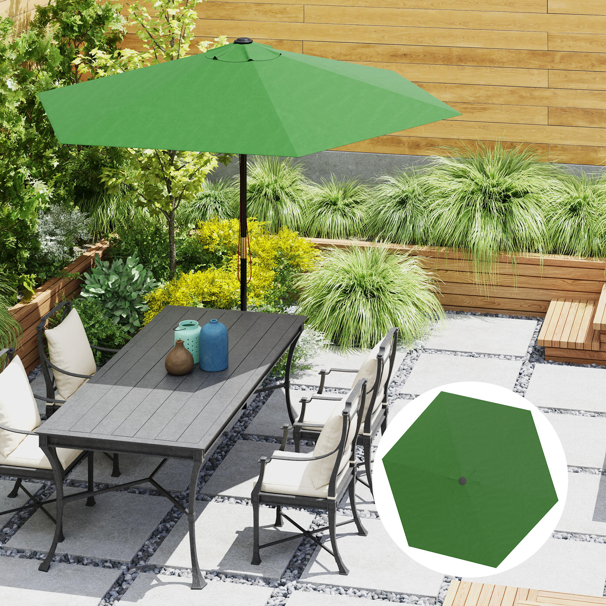 Toldo de substituição para chapéu de sol ø300 cm verde Outsunny 2/7