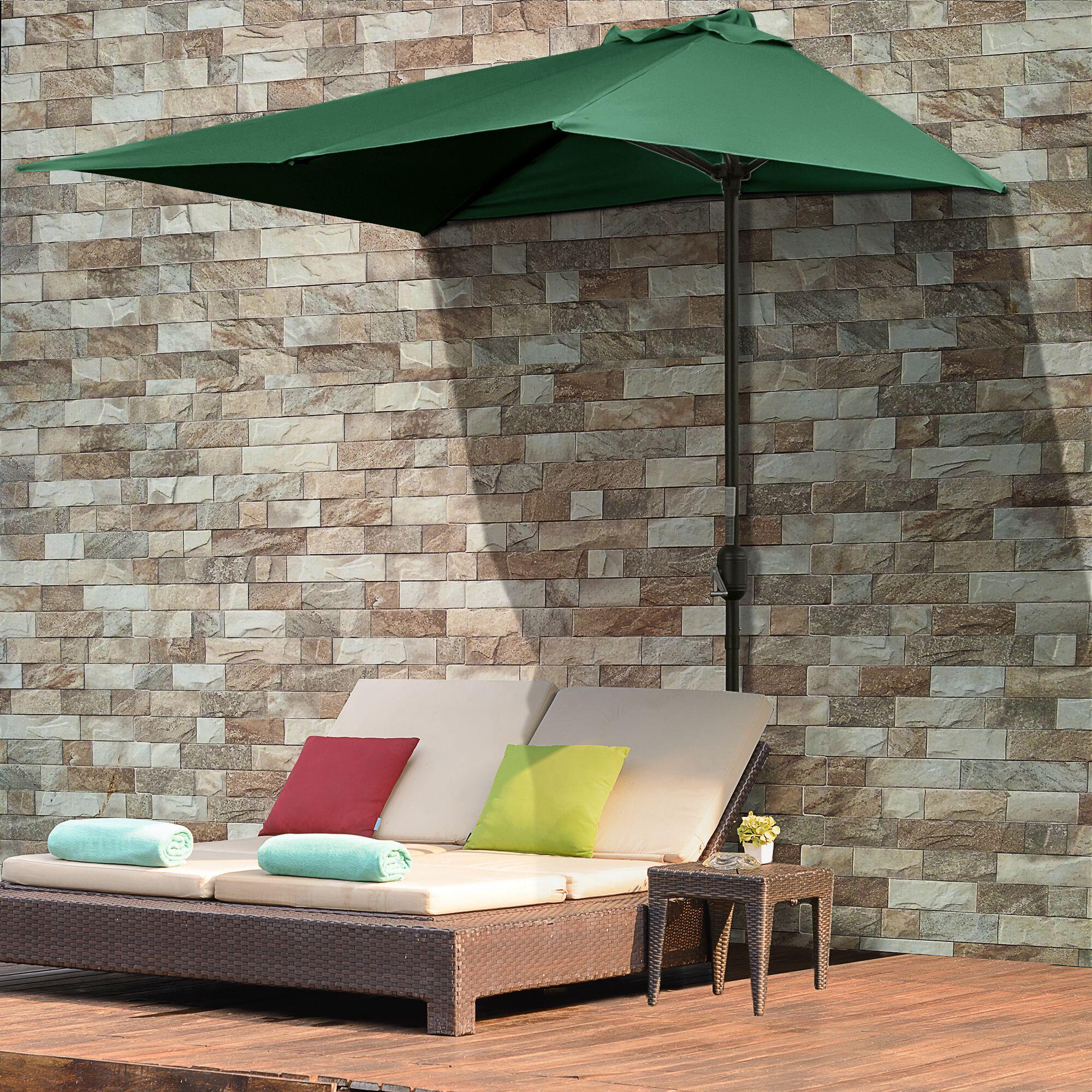 Sombrilla para Pared Outsunny 230x130x245 cm Verde 2/7