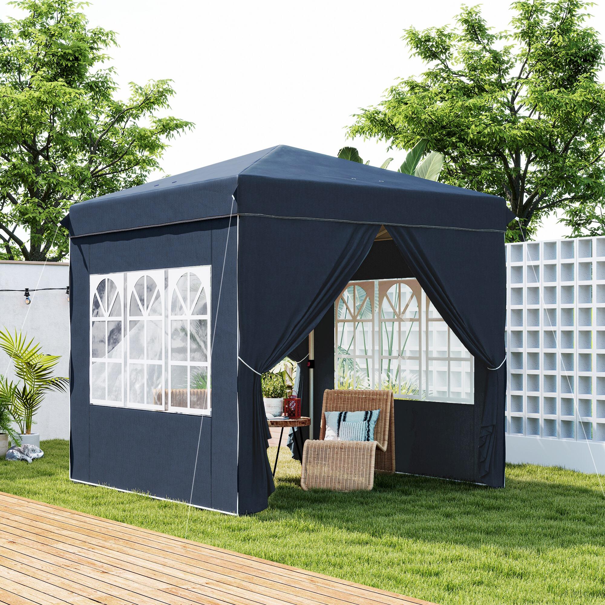 Carpa Plegable Outsunny 248x248x270 cm Azul 2/8
